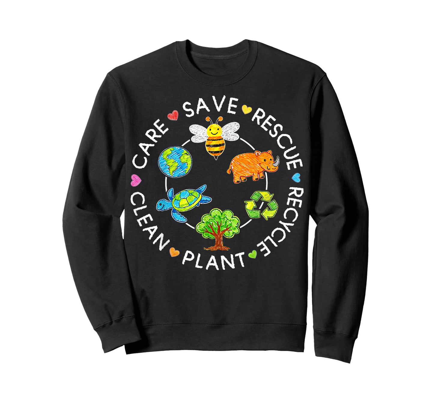 Save Rescue Recycle Clean Crayon Kids Earth Day Boys Girls T-Shirt