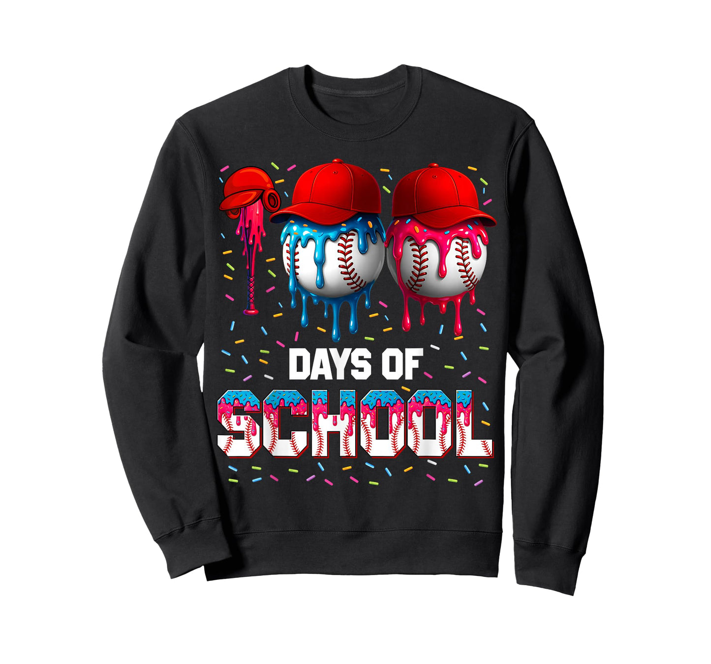 100 Days of School Dripping Baseball 100th Day Teacher Boy T-Shirt