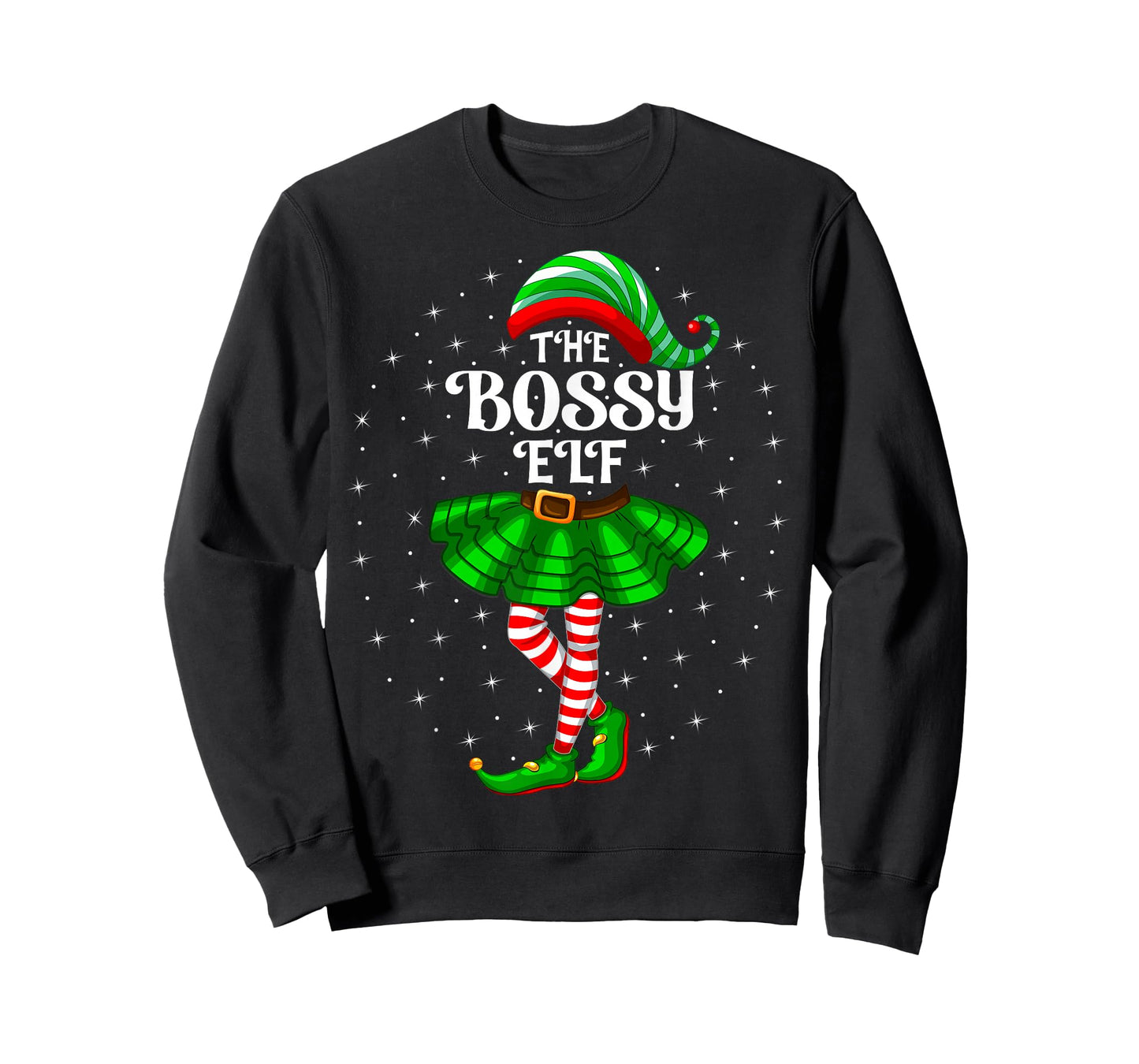 Bossy Elf Christmas Family Matching Women Girls Bossy Xmas T-Shirt