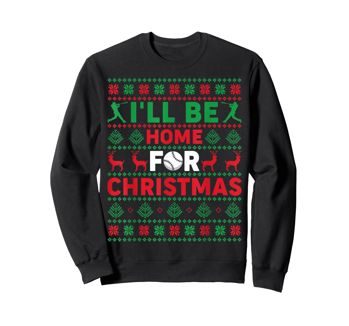 Funny Xmas PJs Women I'll Be Home for Christmas Baseball T-Shirt