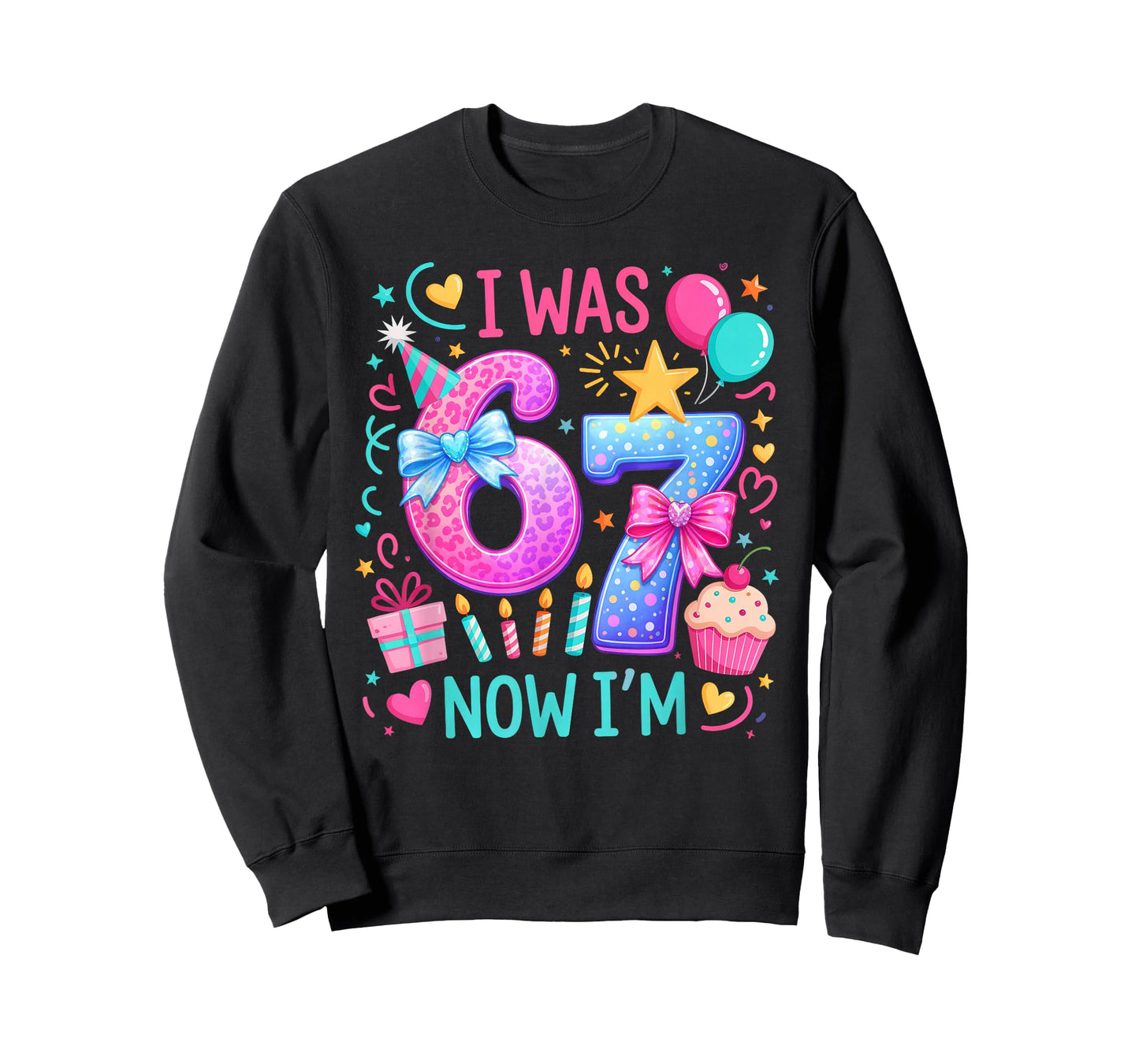 7th Birthday Girl I was 6 Now I'm 7 Year Old Kids Birthday T-Shirt