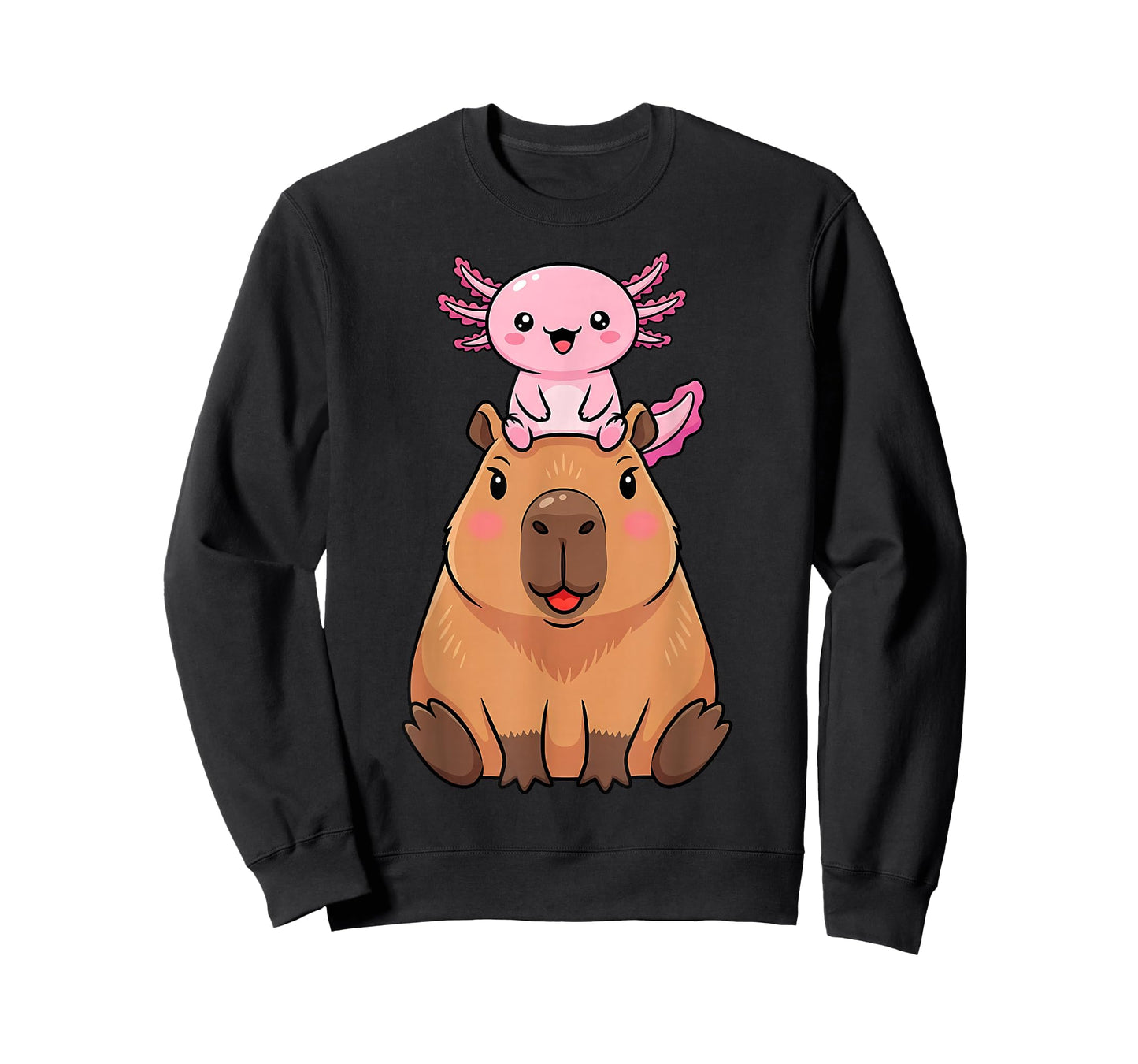 Funny Capybara Axolotl Kawaii Kids Boys Girls Animal Lover T-Shirt