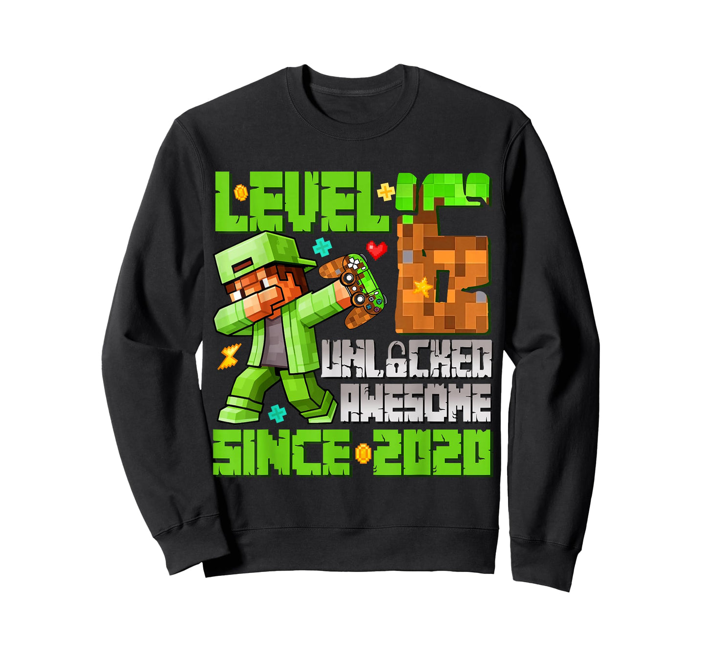 Level 6 Unlocked Awesome Since 2020 6th Birthday Game Boys T-Shirt