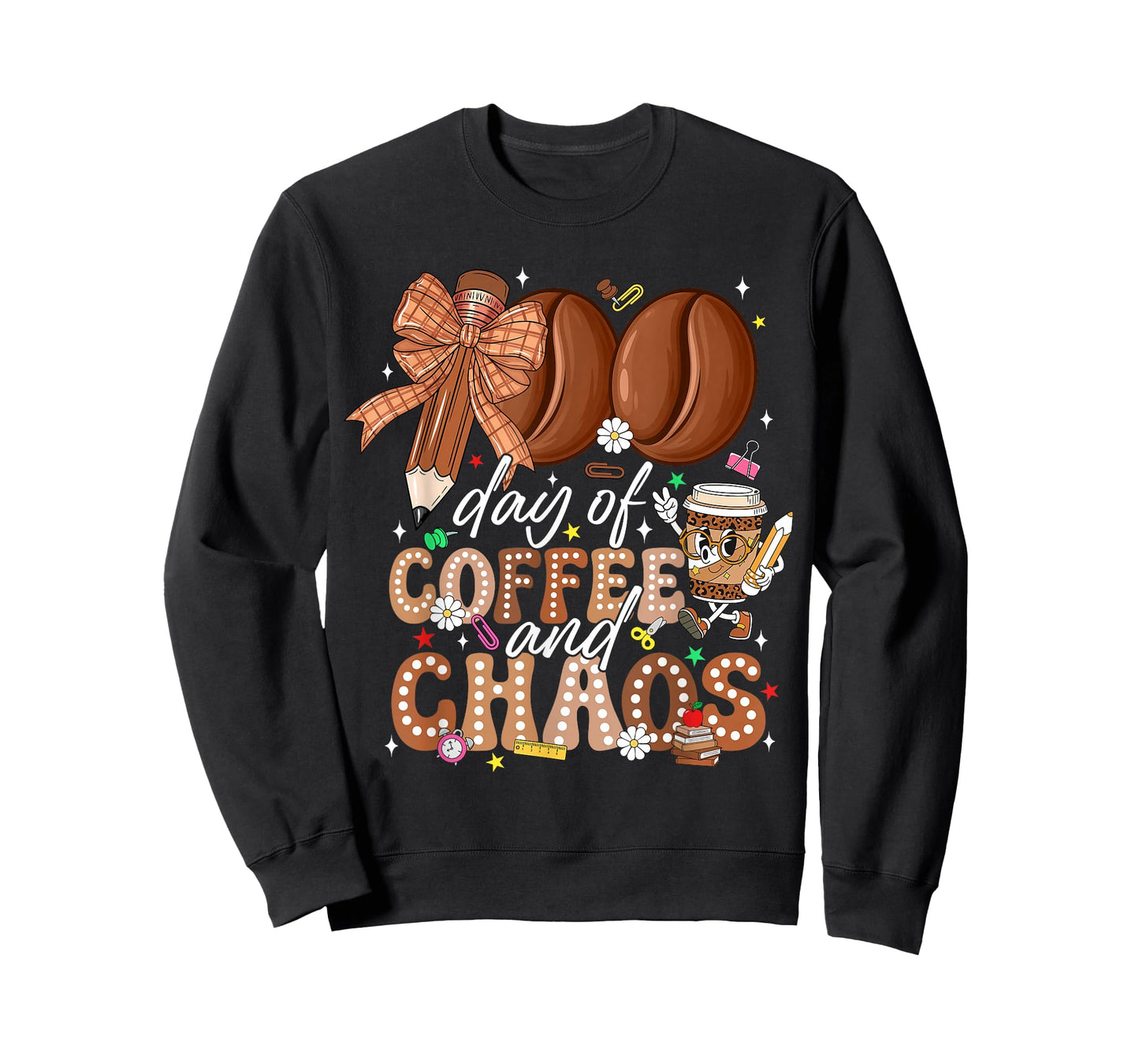 100 Days of Coffee and Chaos 100th Day of School Teacher Kid T-Shirt