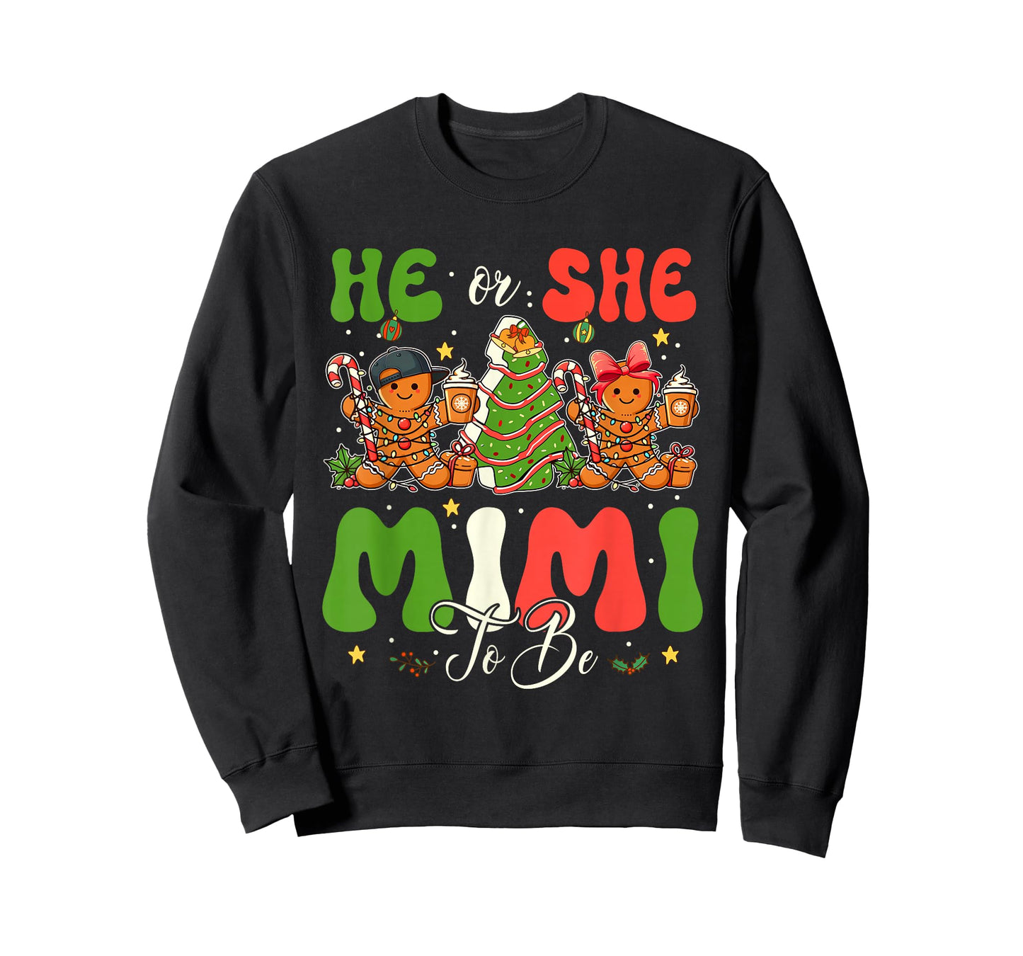 He or She Mimi to Be Christmas Gender Reveal Gingerbread T-Shirt
