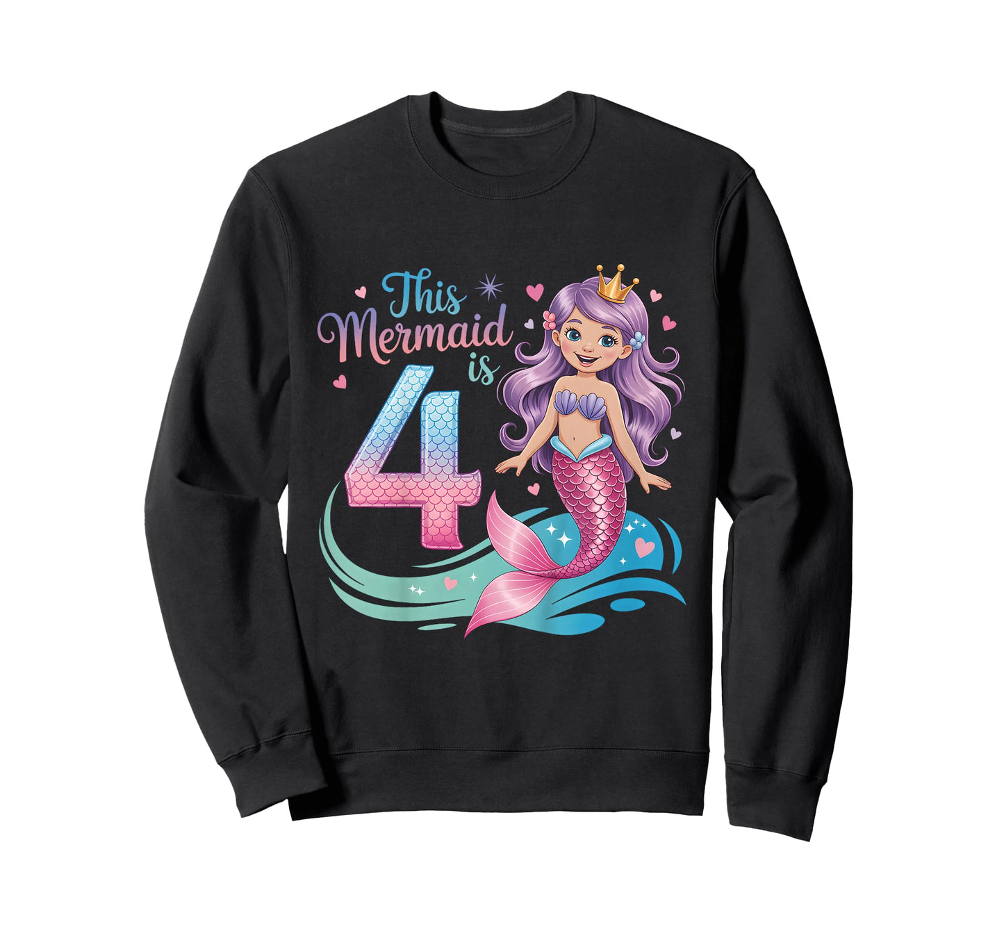 Kids Birthday This Mermaid is 4 Years 4th Birthday Mermaid T-Shirt