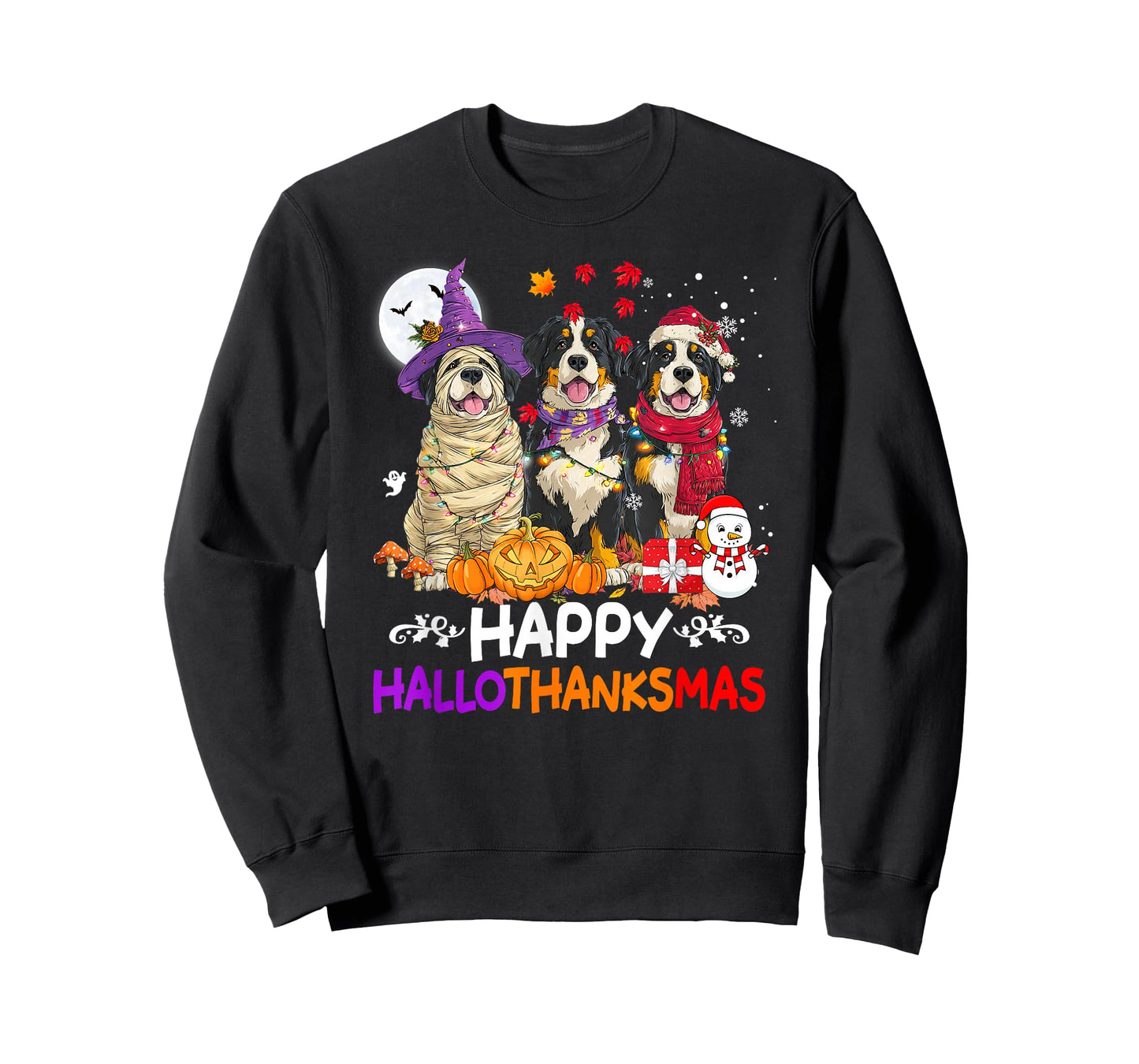 Bernese Mountain Dog Hallothanksmas Halloween Thanksgiving T-Shirt
