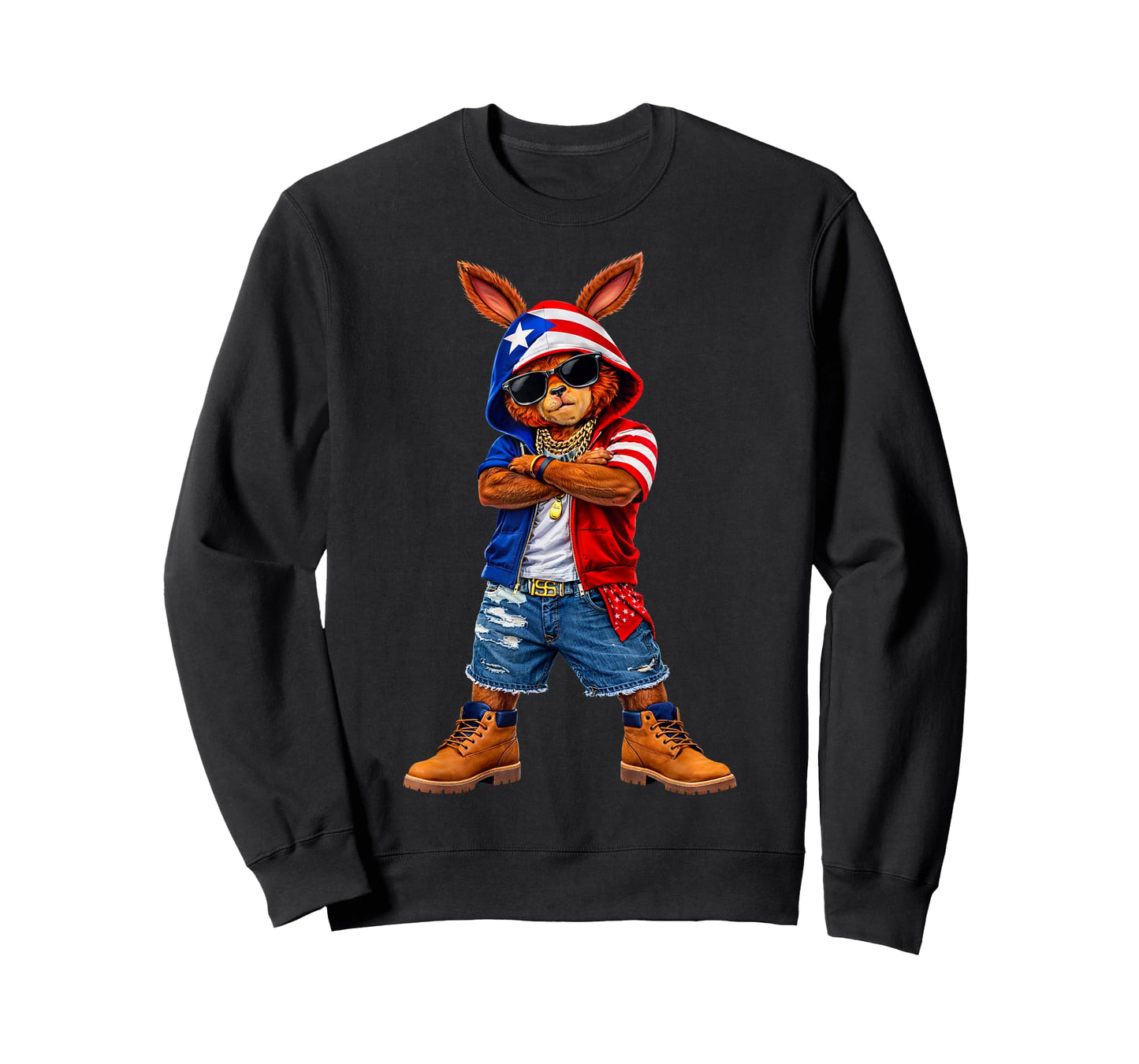 Cool Bunny Puerto Rican Flag Hoodie Gifts for Men Women Kids T-Shirt