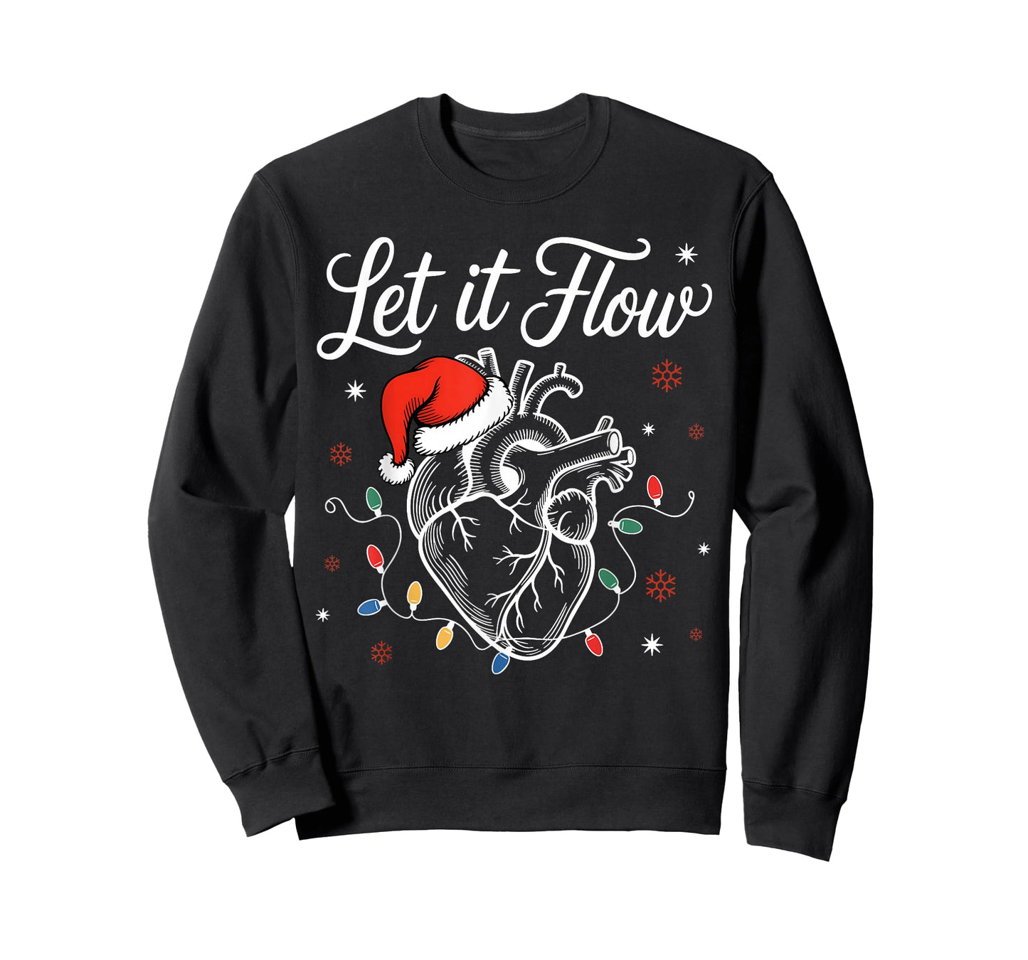 Funny Santa Hat Let It Flow Anatomy Heart Cardiac Nurse Xmas T-Shirt