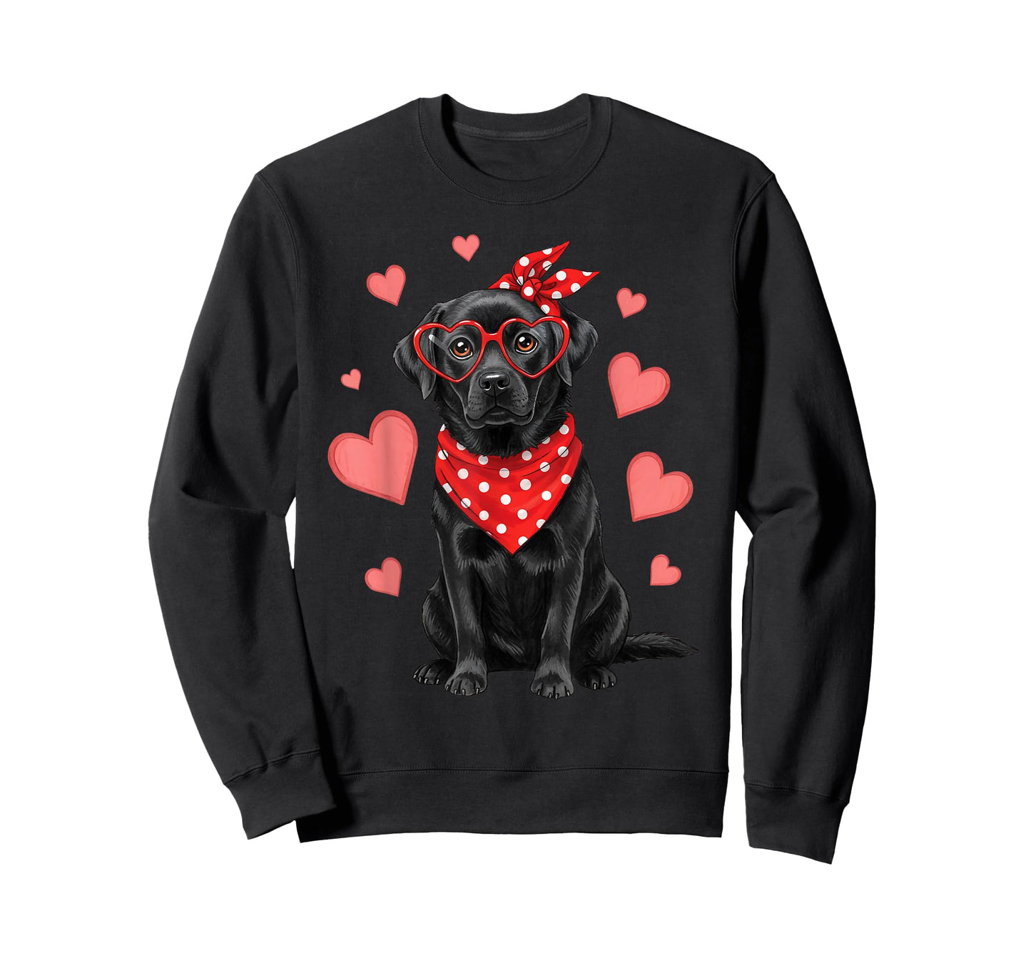 Labrador Dog Valentines Day Cute Heart Glasses Dog Lover T-Shirt
