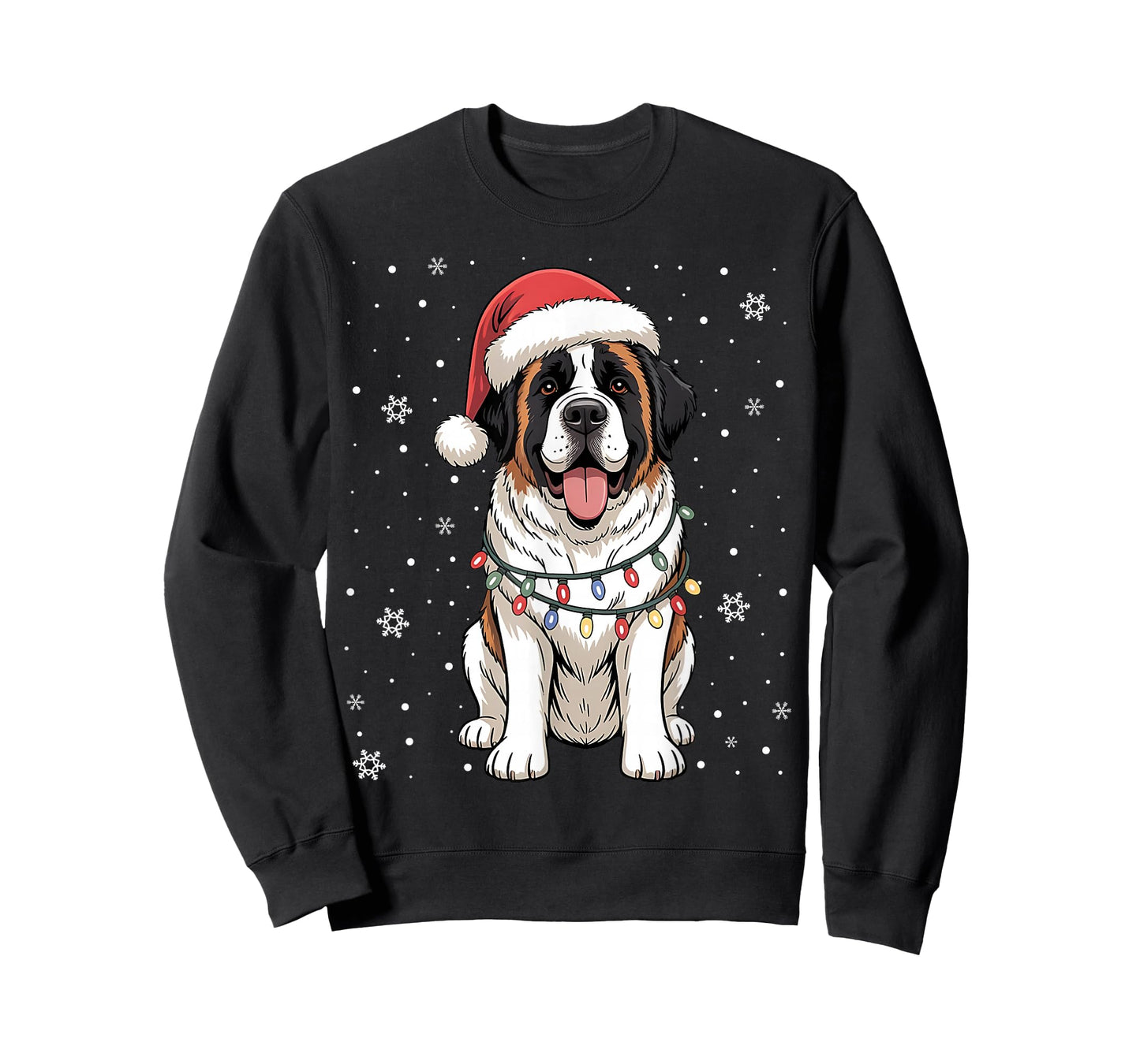 Santa Xmas Lights Dog Lover Owner Saint Bernard Christmas T-Shirt