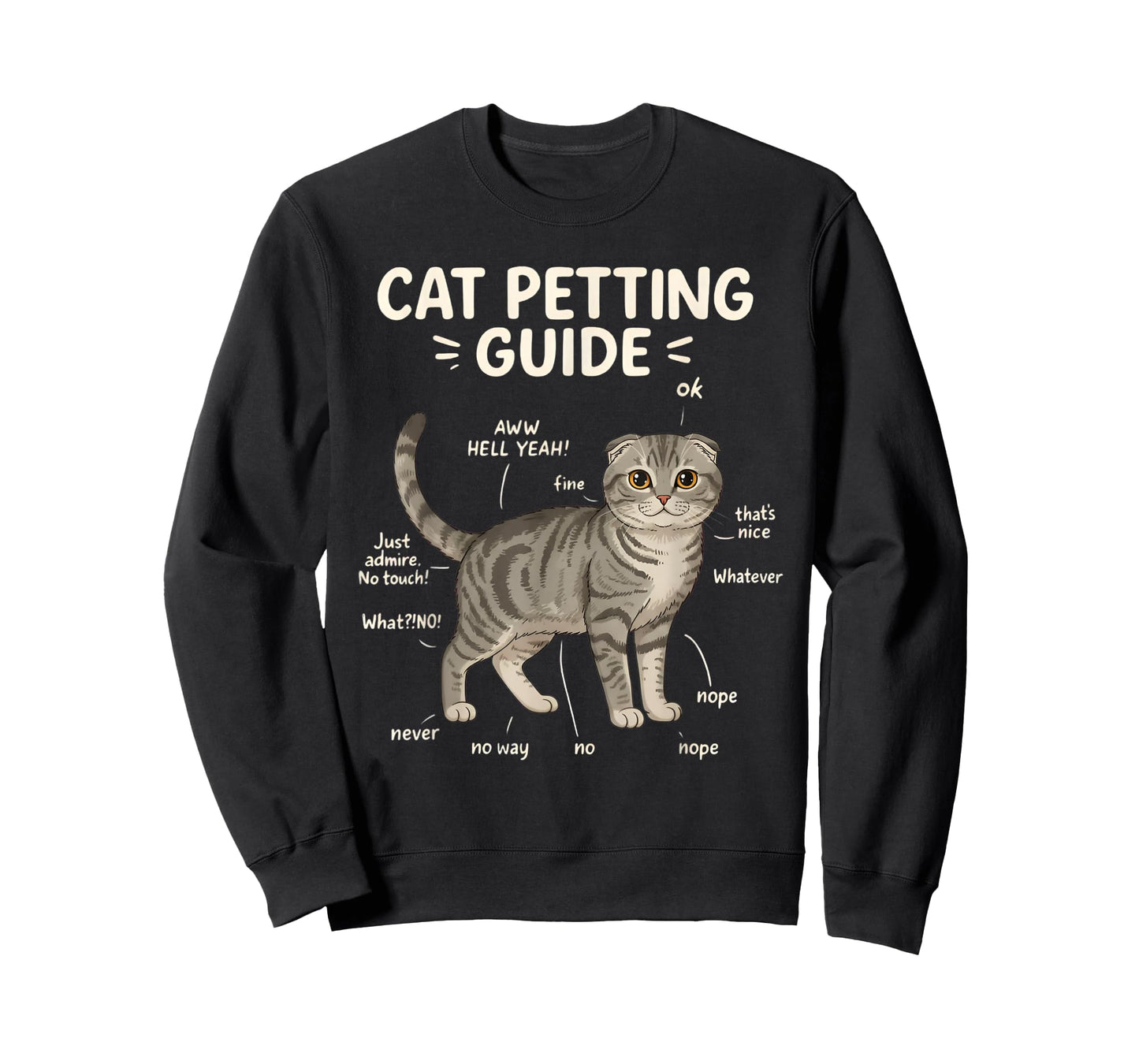 Scottish Fold Cat Petting Guide Funny Cat Lover T-Shirt
