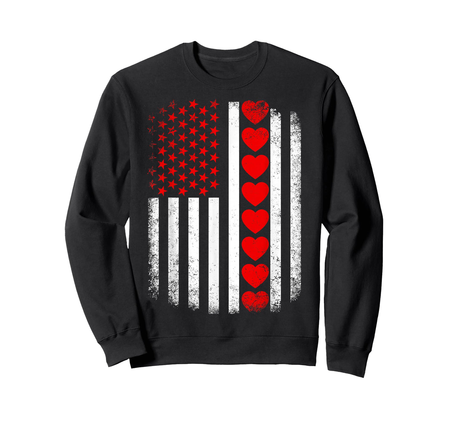 Vintage Valentines Day American Flag Hearts Mens Boys Kids T-Shirt