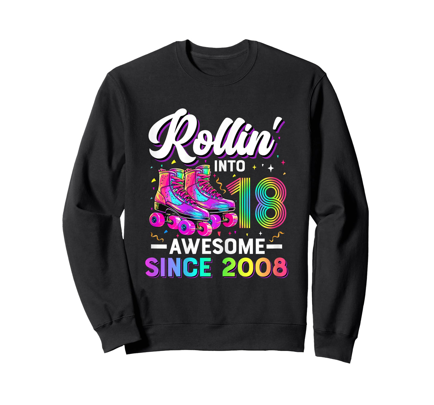 18th Birthday Shirt Girl 18 Year Old Roller Skate Skating T-Shirt