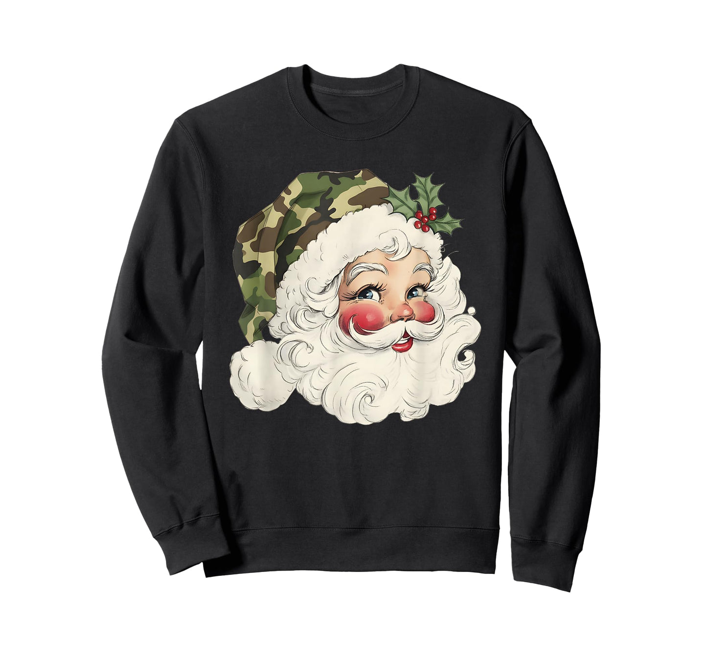 Santa Claus Wearing Camouflage Xmas Camo Satna Hat Christmas T-Shirt