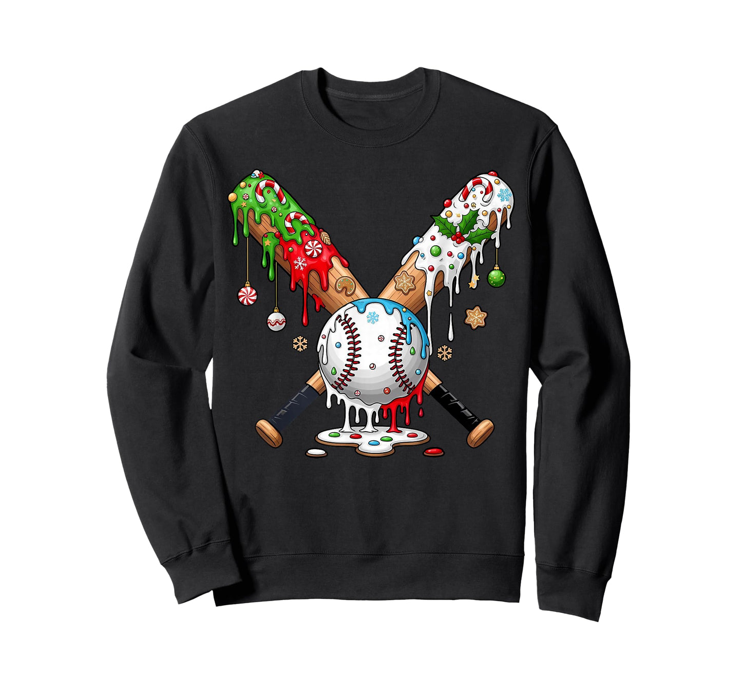 Ice Cream Drip Baseball Christmas Xmas Pajama Kids Men Boys T-Shirt