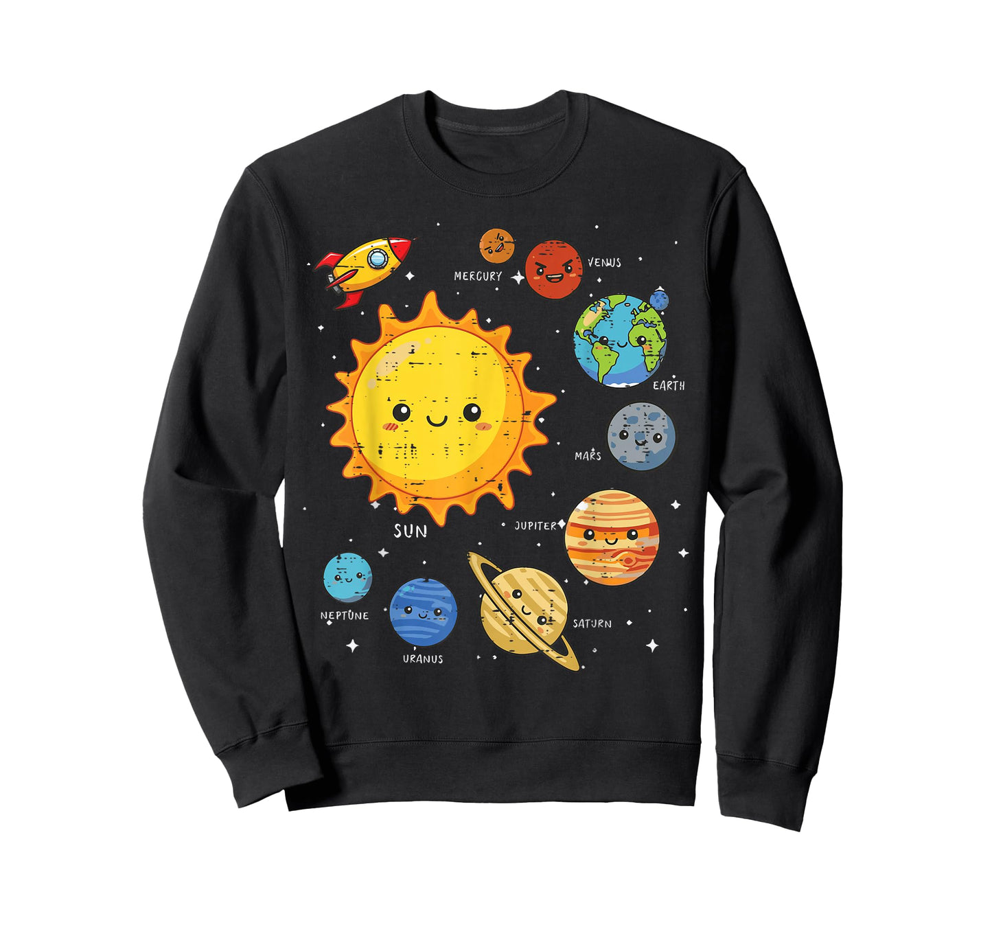Solar System Sun Planets Rocket Space Galaxy Kids Women Men T-Shirt