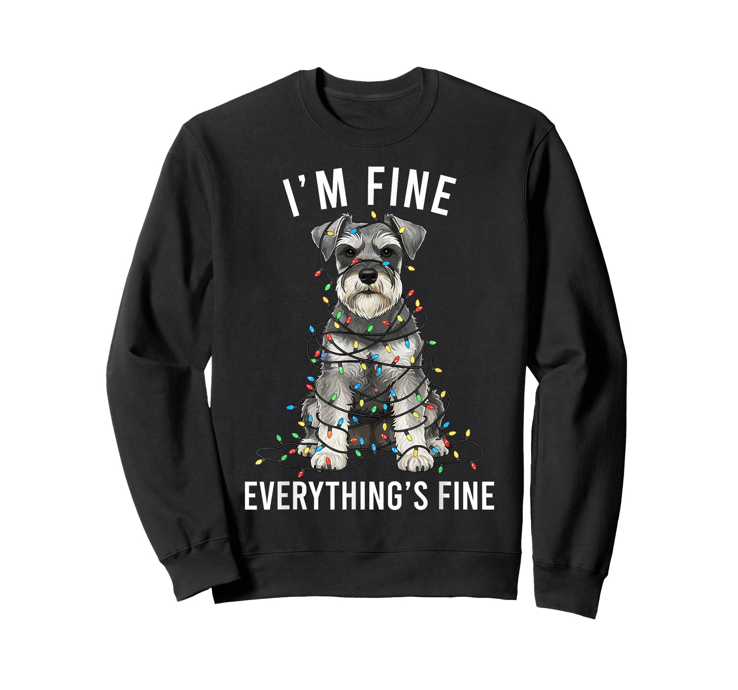 Miniature Schnauzer Christmas I'm Fine Everything is Fine T-Shirt