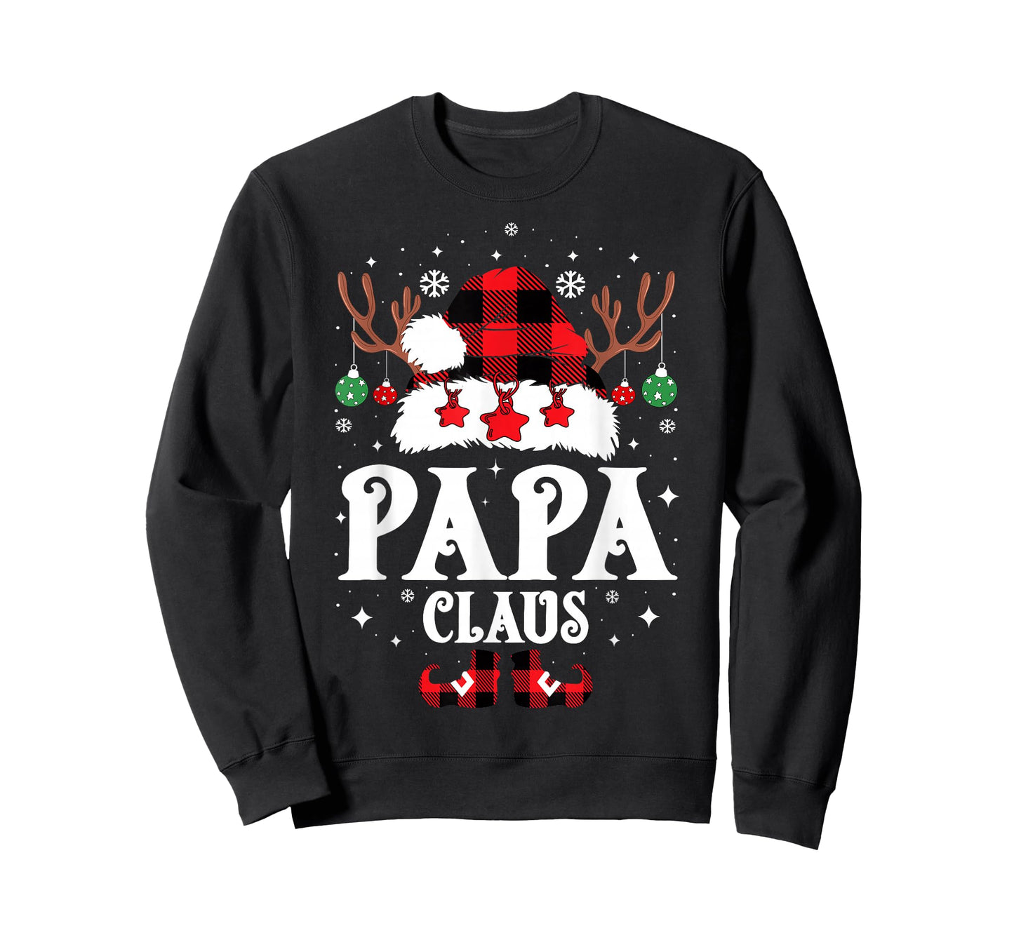 Papa Claus Christmas Lights Pajama Family Matching T-Shirt