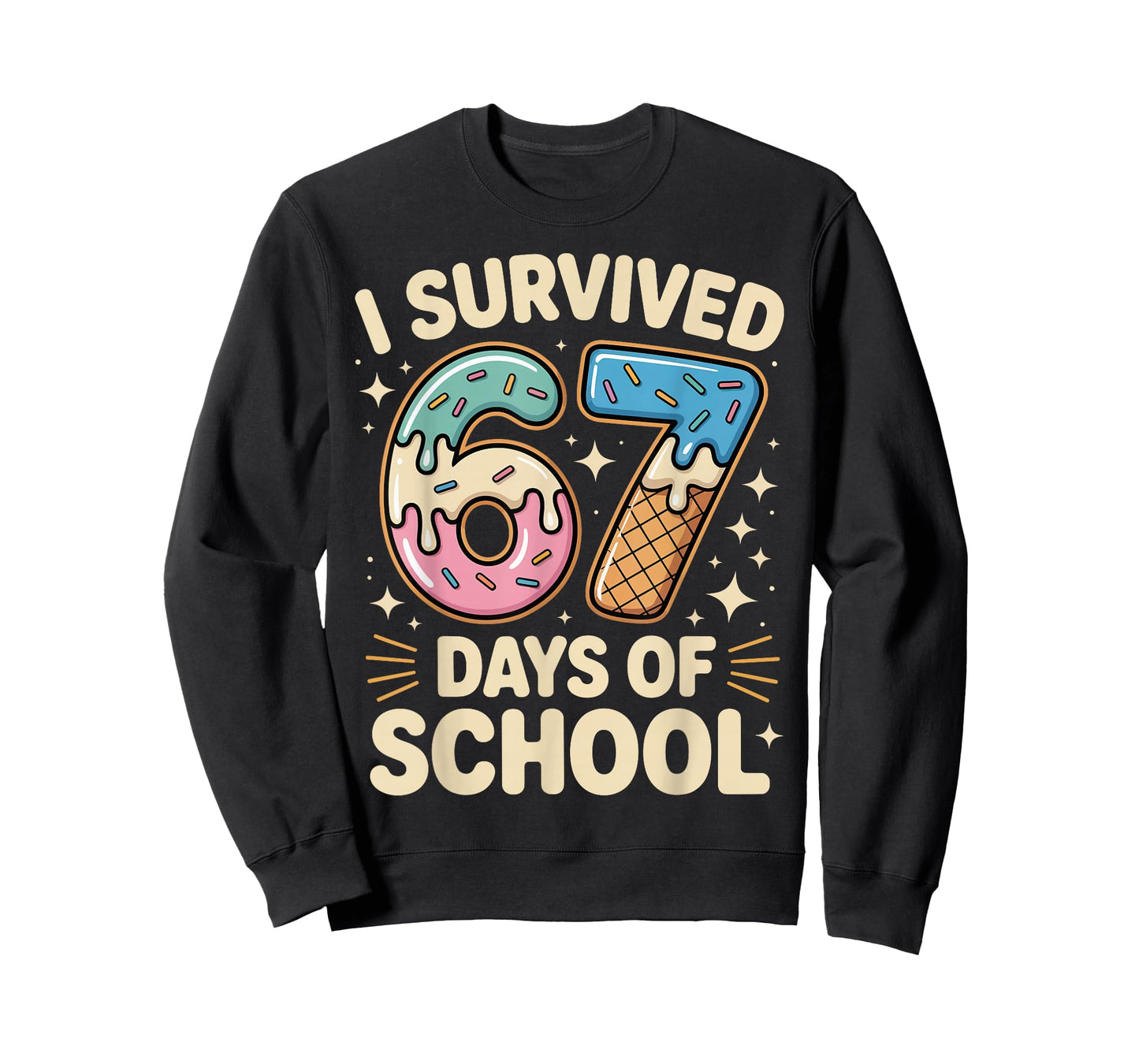 I Survived 67 Days of School with a Funny Ice Cream Design T-Shirt