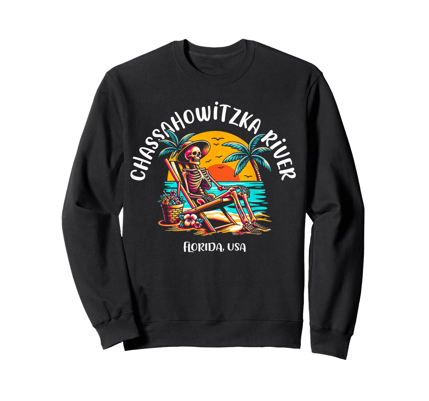 Chassahowitzka River Florida Fun Skeleton in The Sun Design T-Shirt