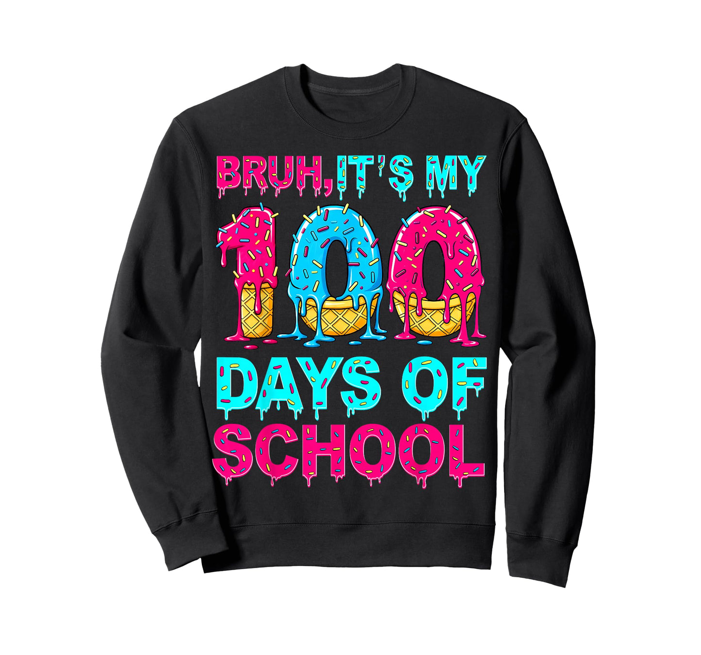 Bruh Its My 100 Days of School Drip Ice Cream 100th Day Kids T-Shirt