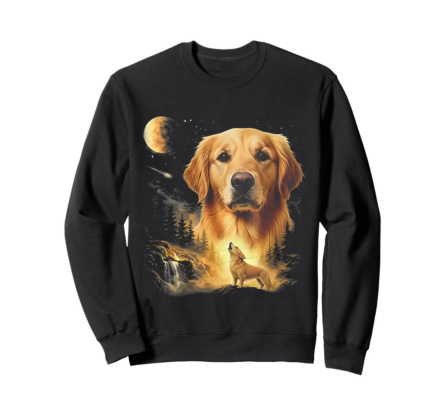 Golden Retriever Howling to The Moon Vintage T-Shirt