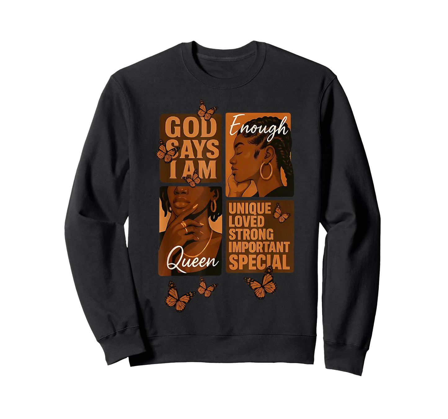 Womens Black Girl Queen God Says I Am Melanin History Month T-Shirt
