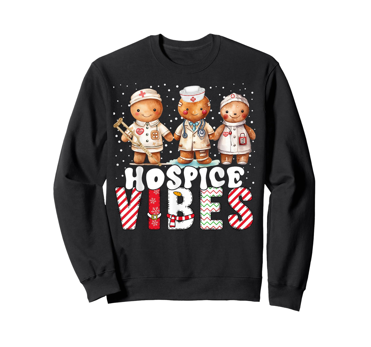 Hospice Vibes Nurse Gingerbread Xmas Stethoscope Christmas T-Shirt