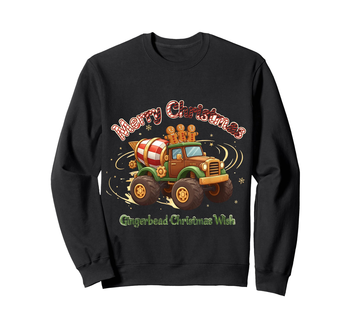 Merry Christmas Kids Gingerbread Monster Truck Holiday T-Shirt