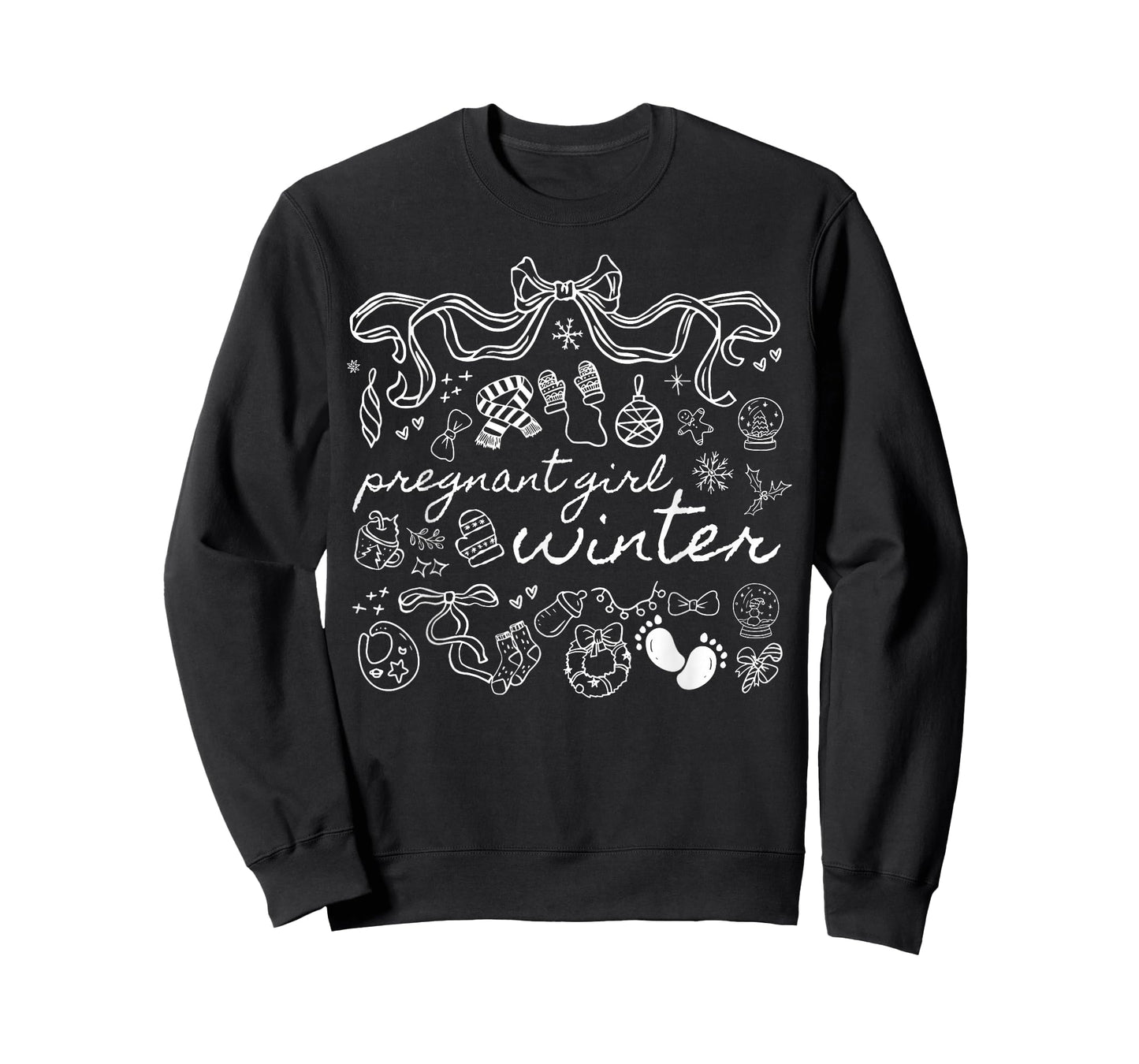 Coquette Pregnant Girl Winter Pregnancy Announcement Xmas T-Shirt