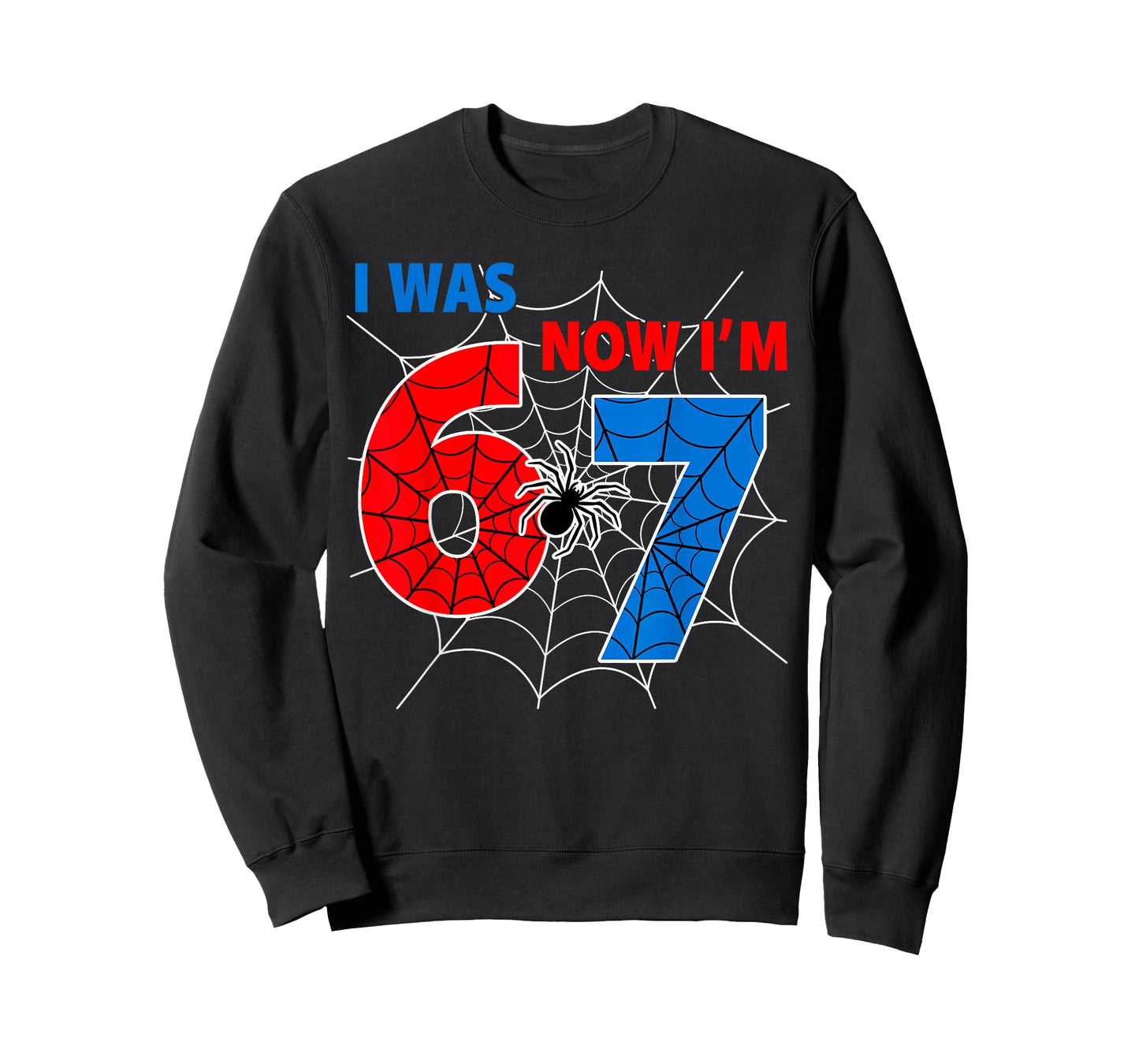 7 Year Old Birthday i was 6 Now I'm 7 Spider Web Theme Party T-Shirt
