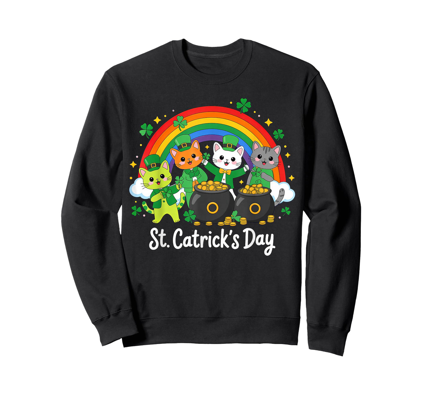 St Patricks Day Cats Catricks Saint Pattys T-Shirt