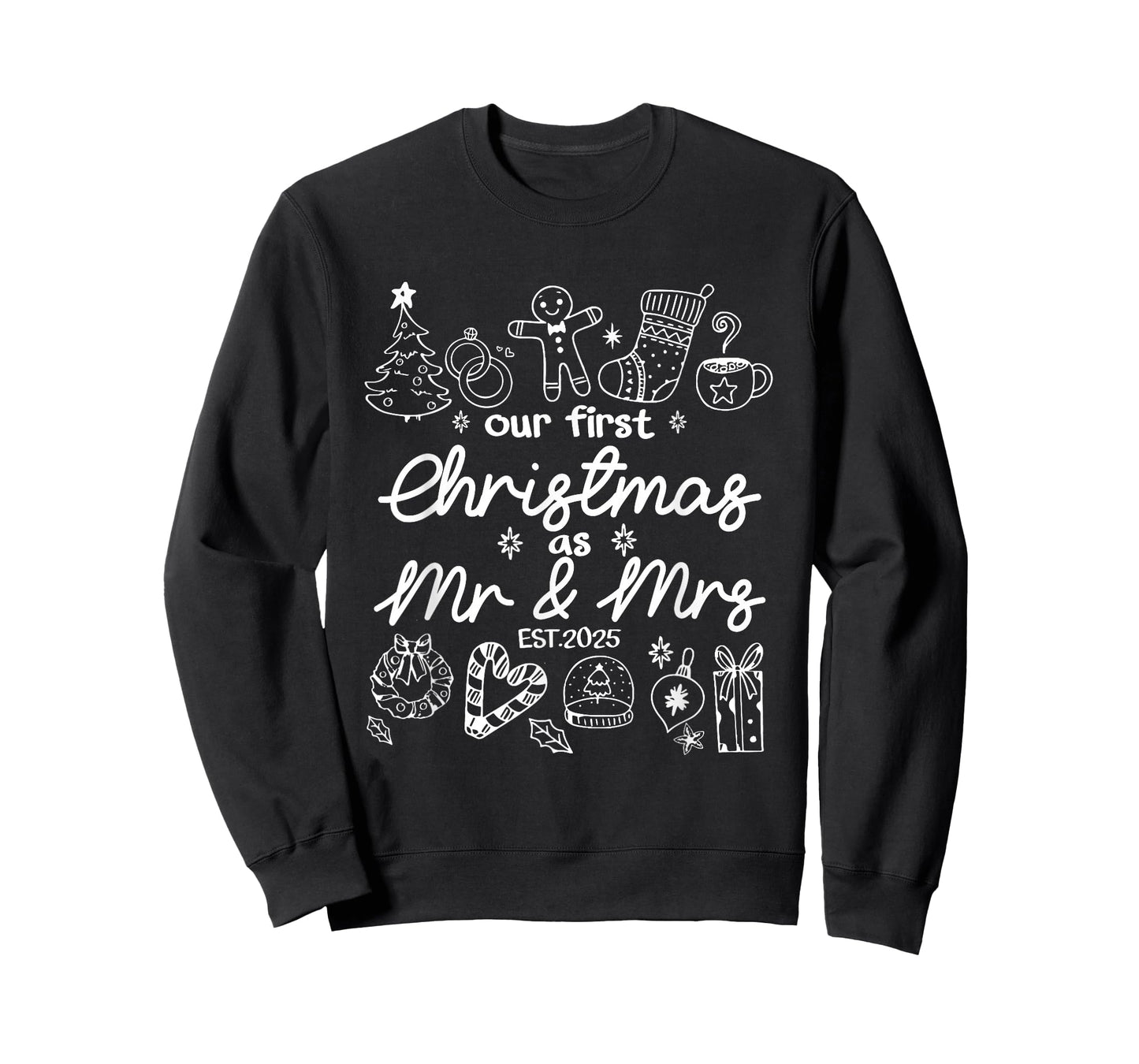 Our First Christmas As Mr & Mrs 2025 Married Couples Pajamas T-Shirt