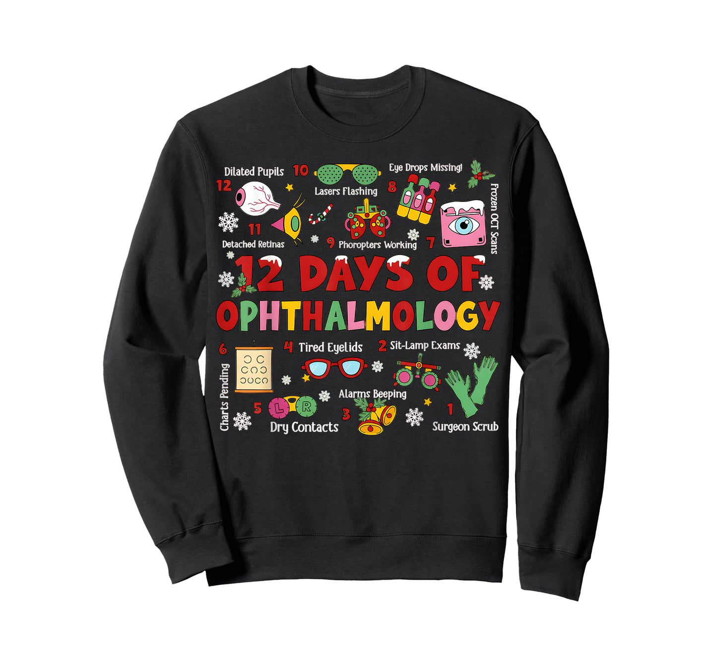 12 Days of Ophthalmology Christmas Ophthalmologist Optometry T-Shirt