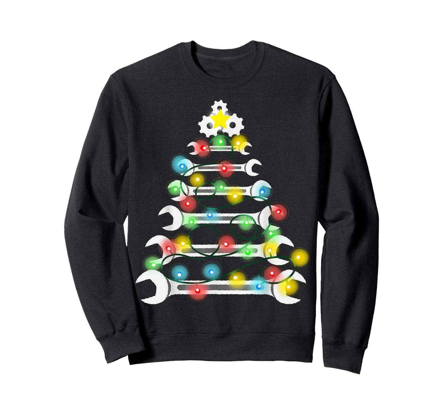 Wrench Christmas Tree Lights Mechanic Engineer Xmas Pajama T-Shirt