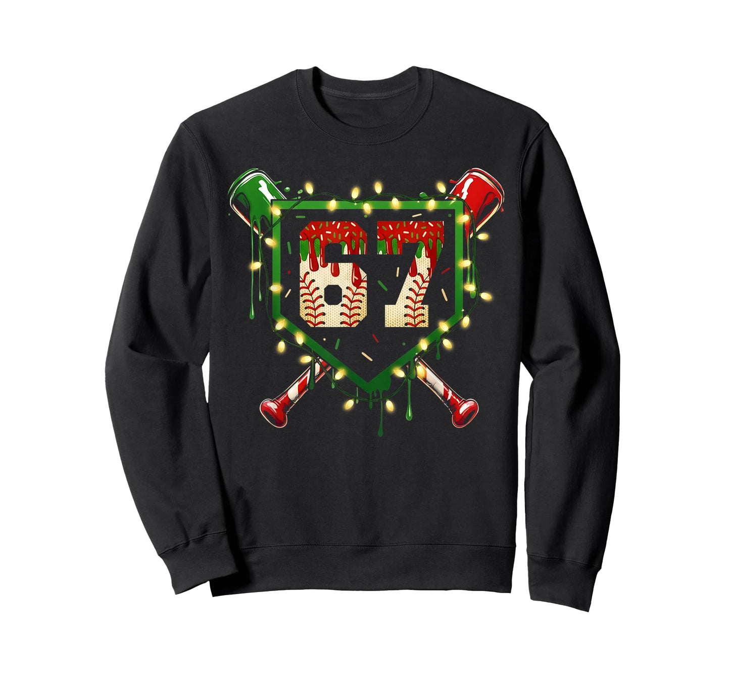 Funny Meme 67 Christmas Baseball Ice Cream Men Boy Xmas T-Shirt