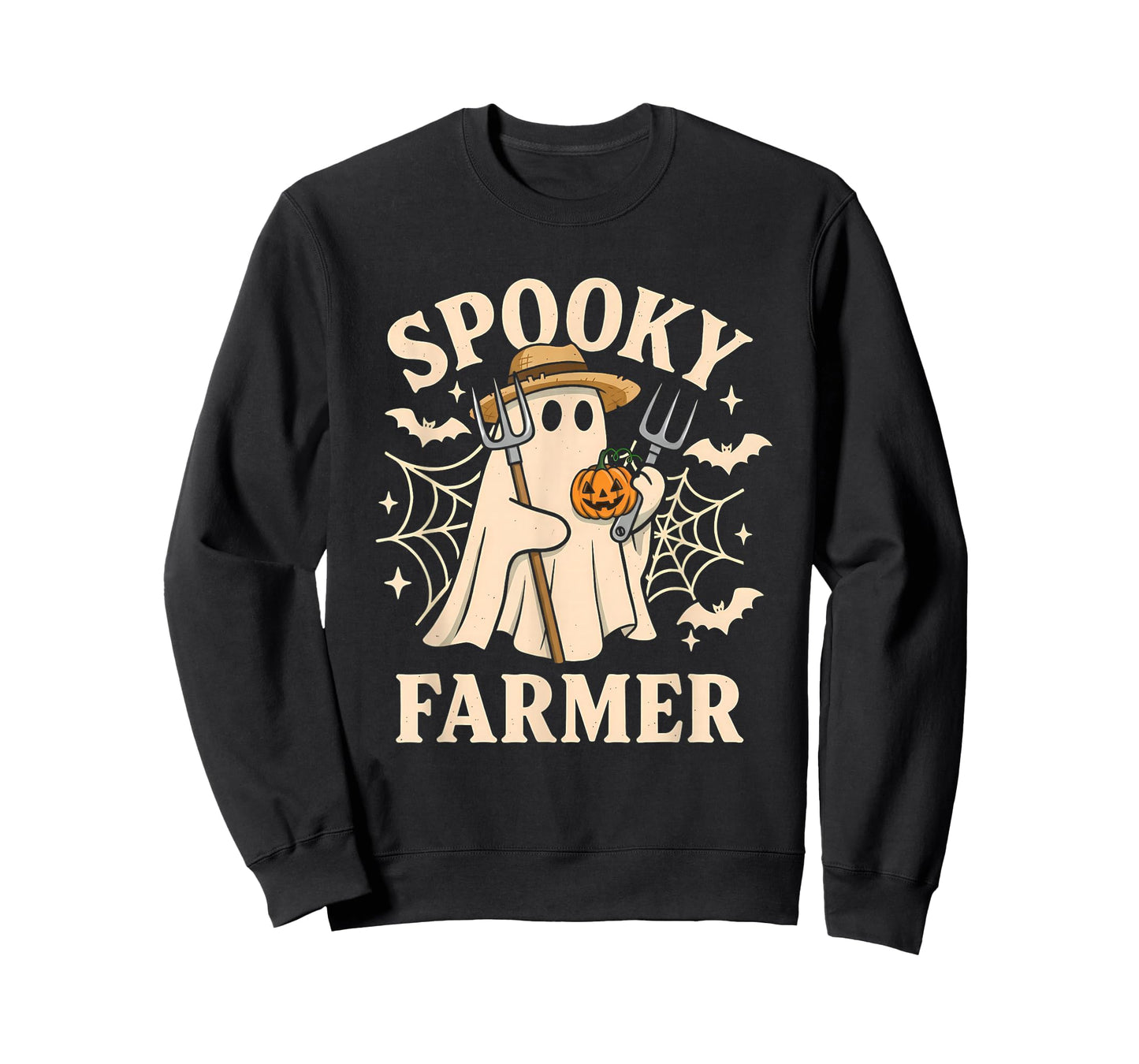 Spooky Farmer Costume Funny Ghost Halloween Pumpkin T-Shirt