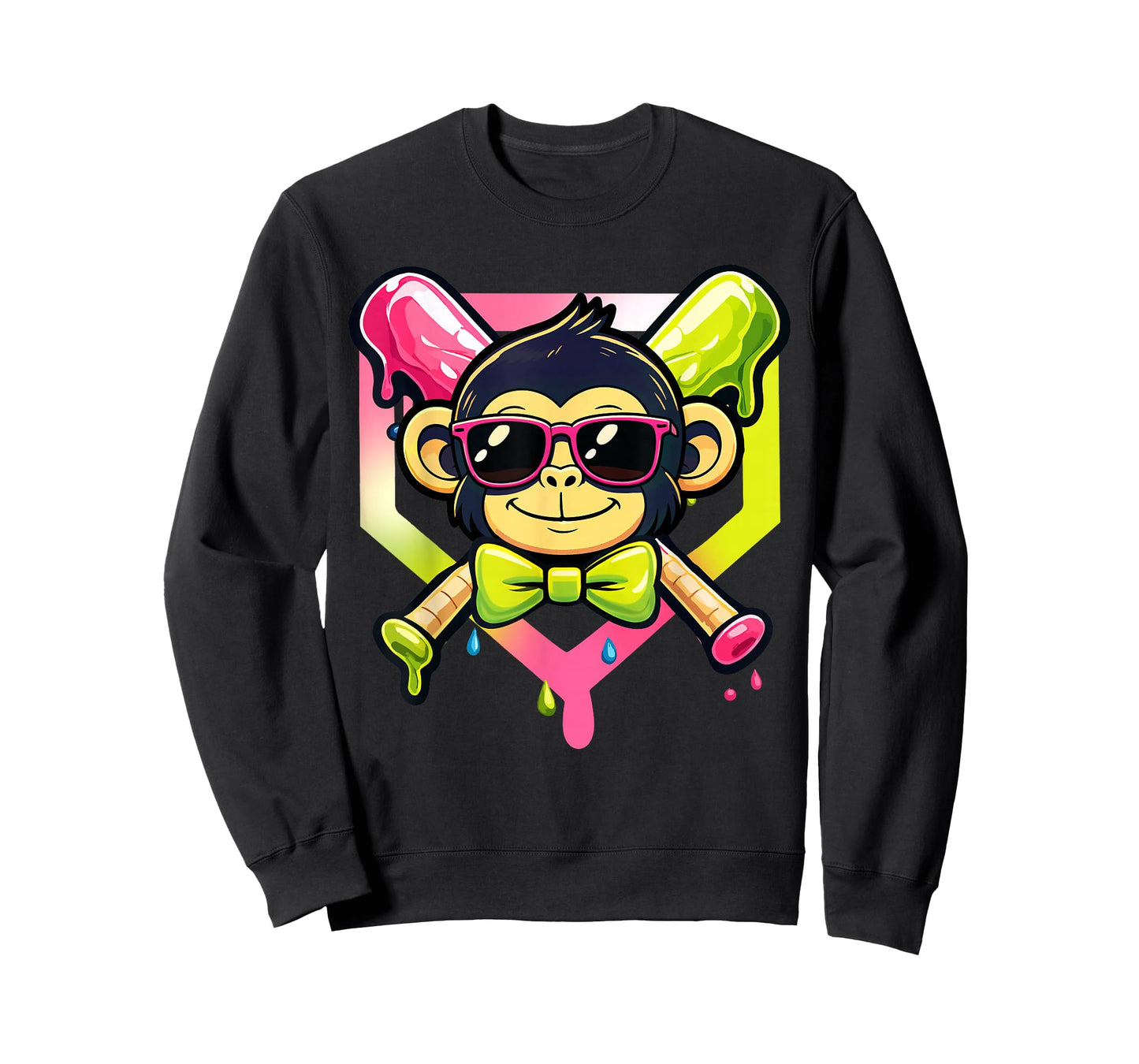 Cute Party Animals Baseball Funny Monkey Sunglasses T-Shirt