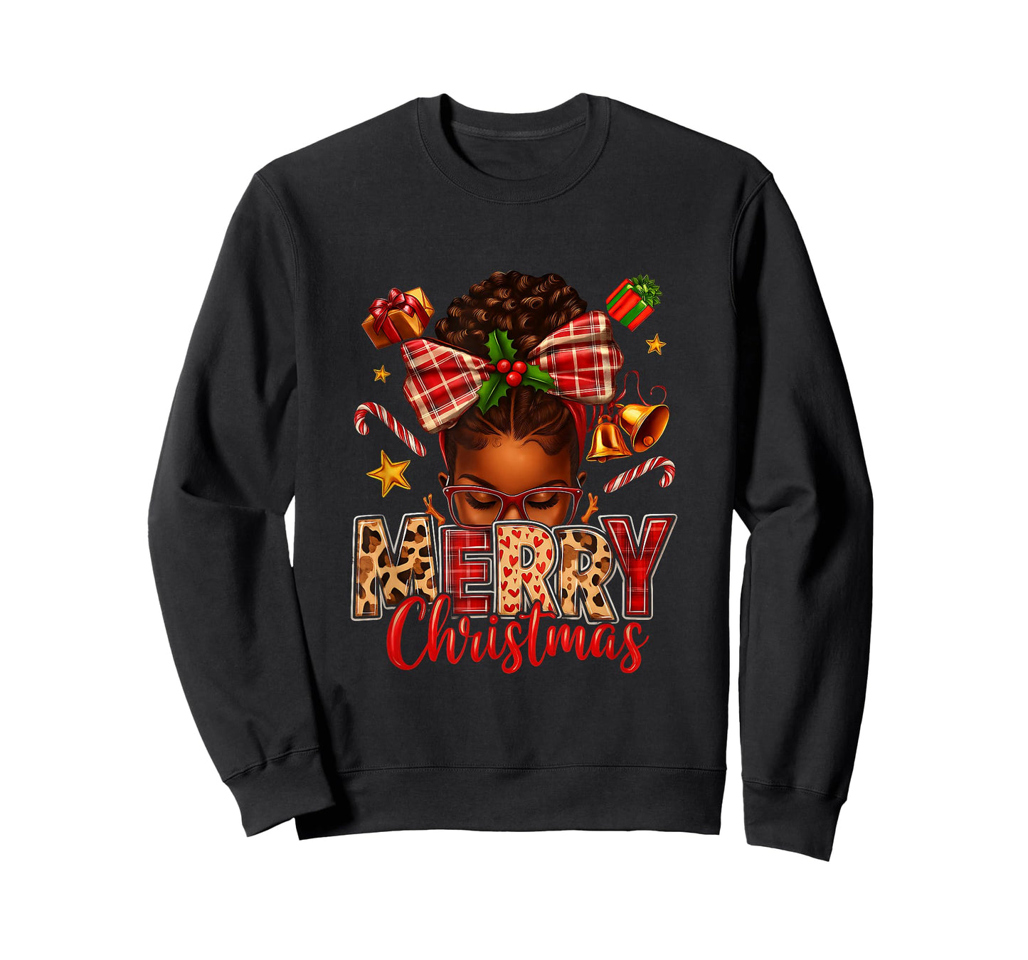 American Melanin Afro Sleigh Queen Christmas African T-Shirt