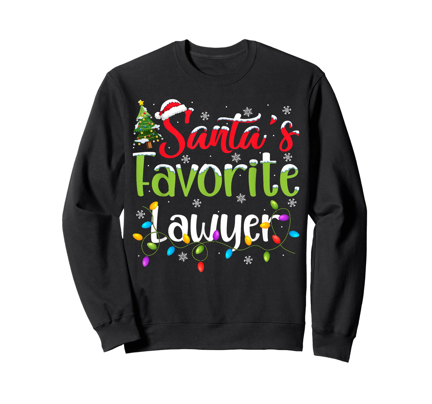 Santa Favorite Lawyer Christmas Lights Funny Family Xmas T-Shirt