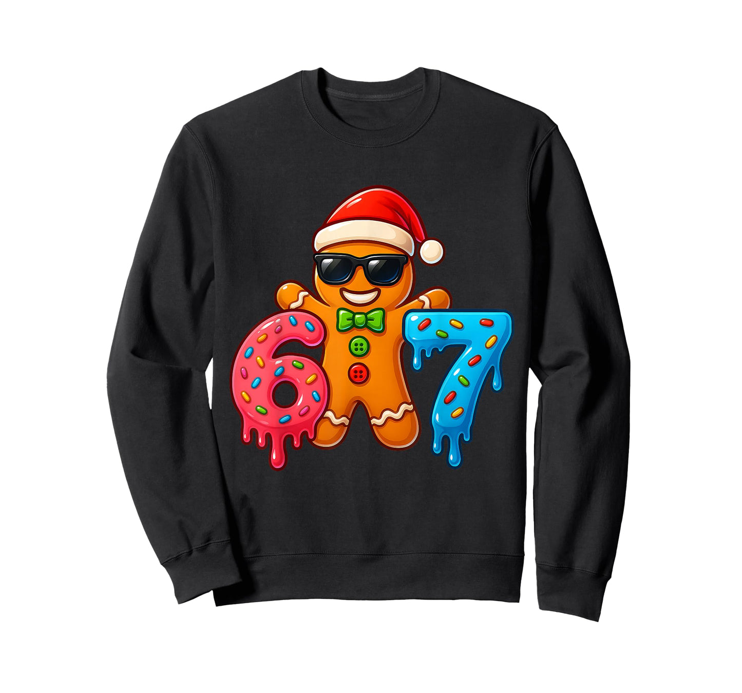 Gingerbread 67 Six Seven Ice Cream Drip Christmas Boys Kids T-Shirt
