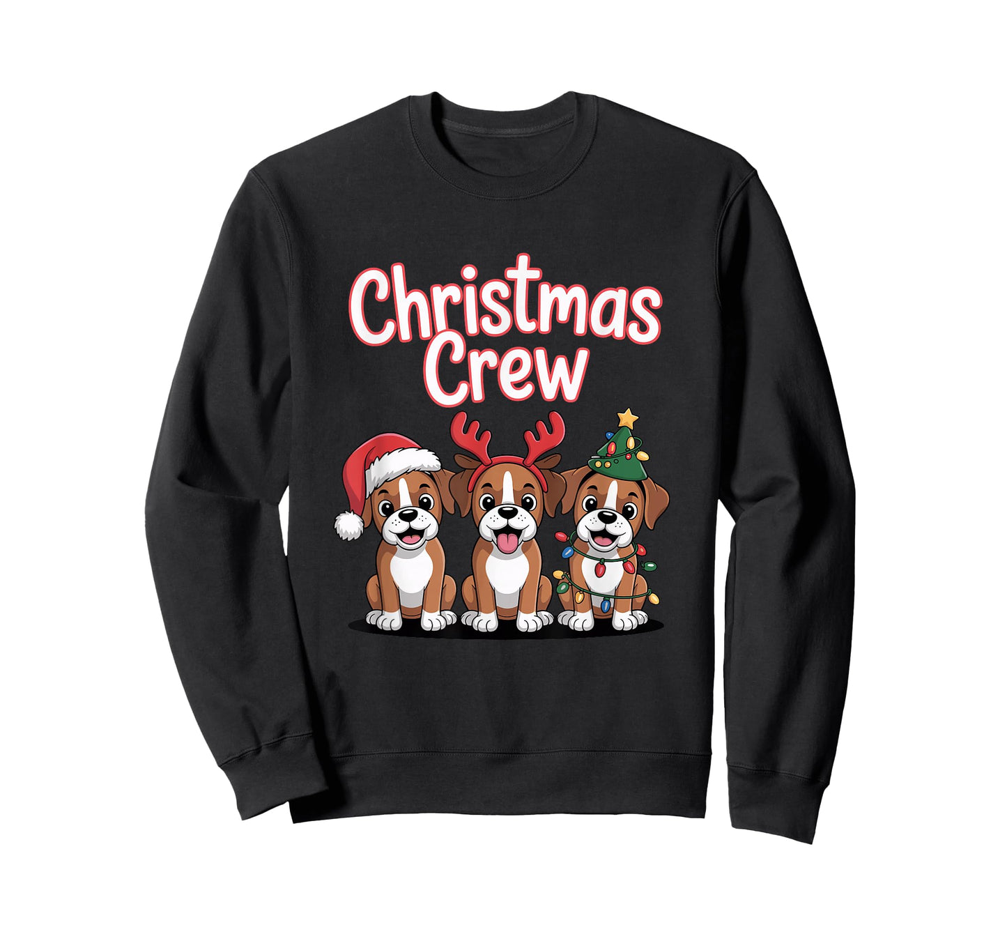 Christmas Crew Xmas Puppy Dog Humor Funny Christmas Boxer T-Shirt