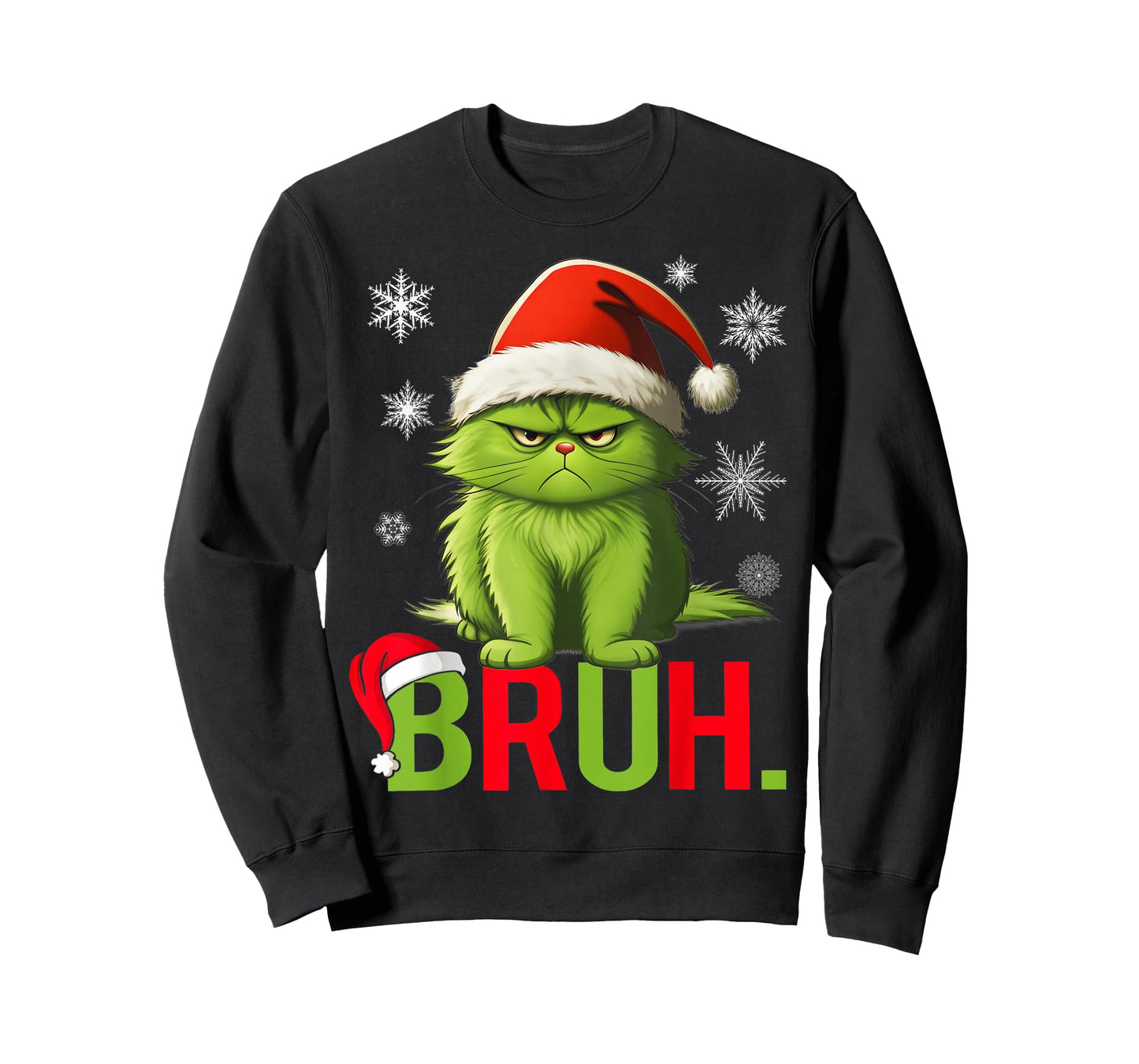 Christmas Green Cat Bruh Funny Xmas Meme Women Girls Kids T-Shirt