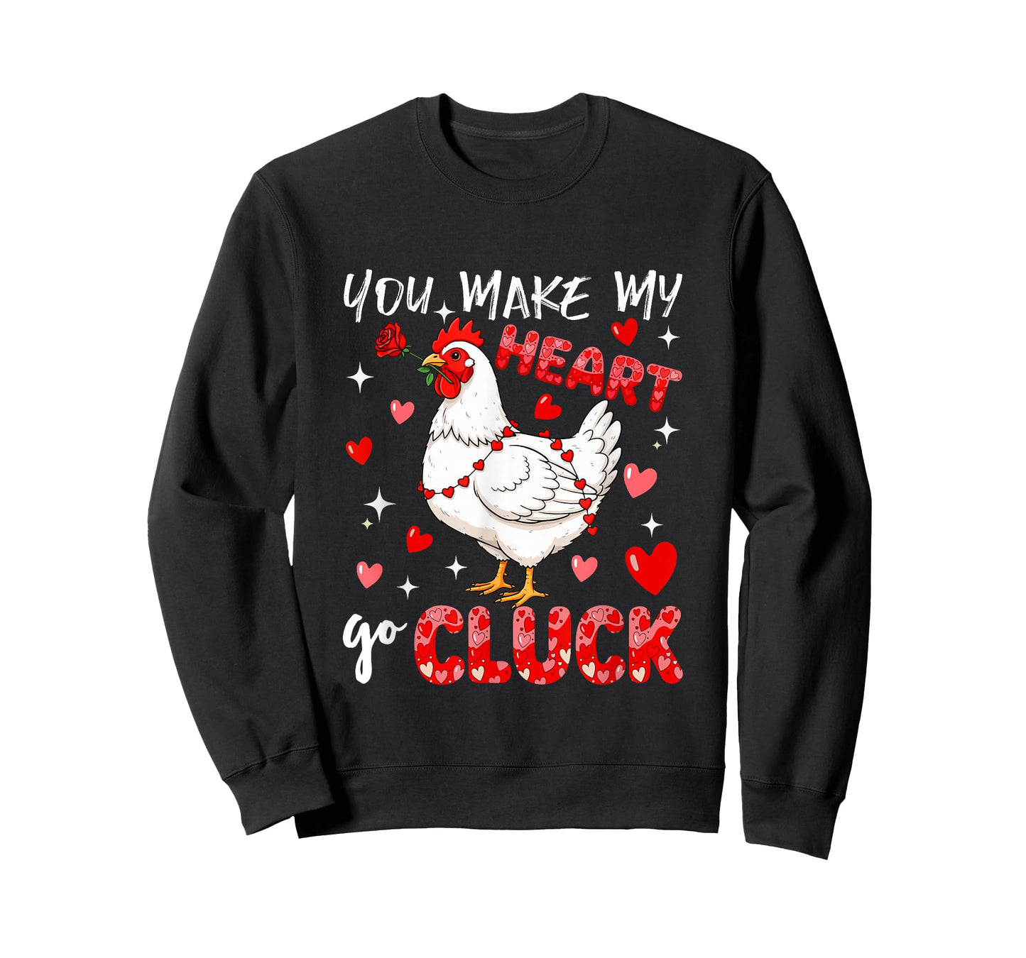Make Heart Go Valentine's Day Cute Chicken Sound Floral Rose T-Shirt