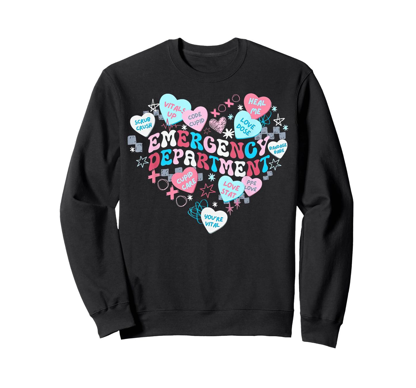 Retro Emergency Department Heart Valentines Nurse ER Crew T-Shirt