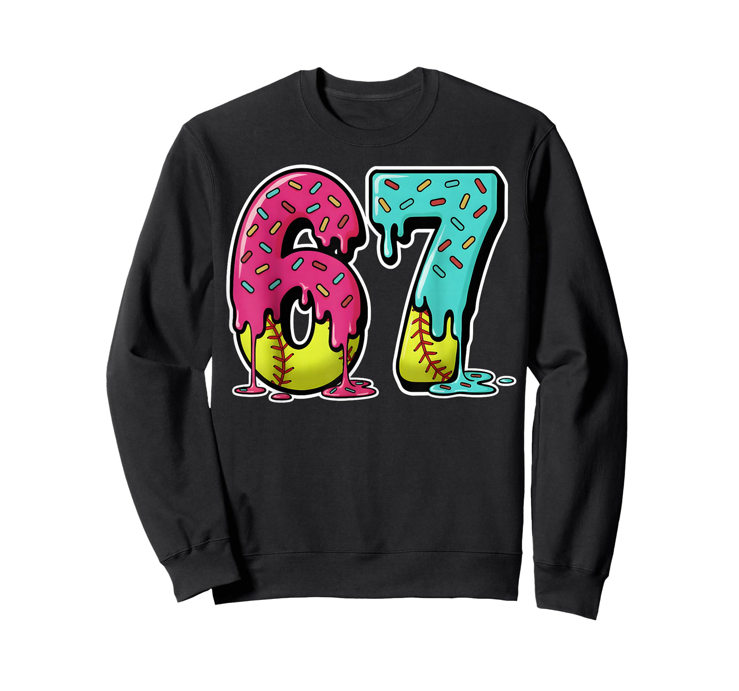 67 Ice Cream Drip Softball Gen Alpha Slang Six Seven Meme T-Shirt