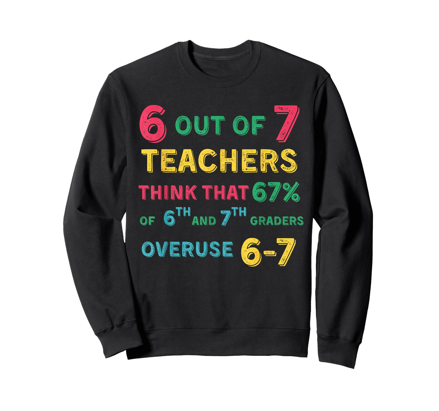 Funny 67 Teacher Middle School Teacher 6 7 Funny Overuse 67 T-Shirt