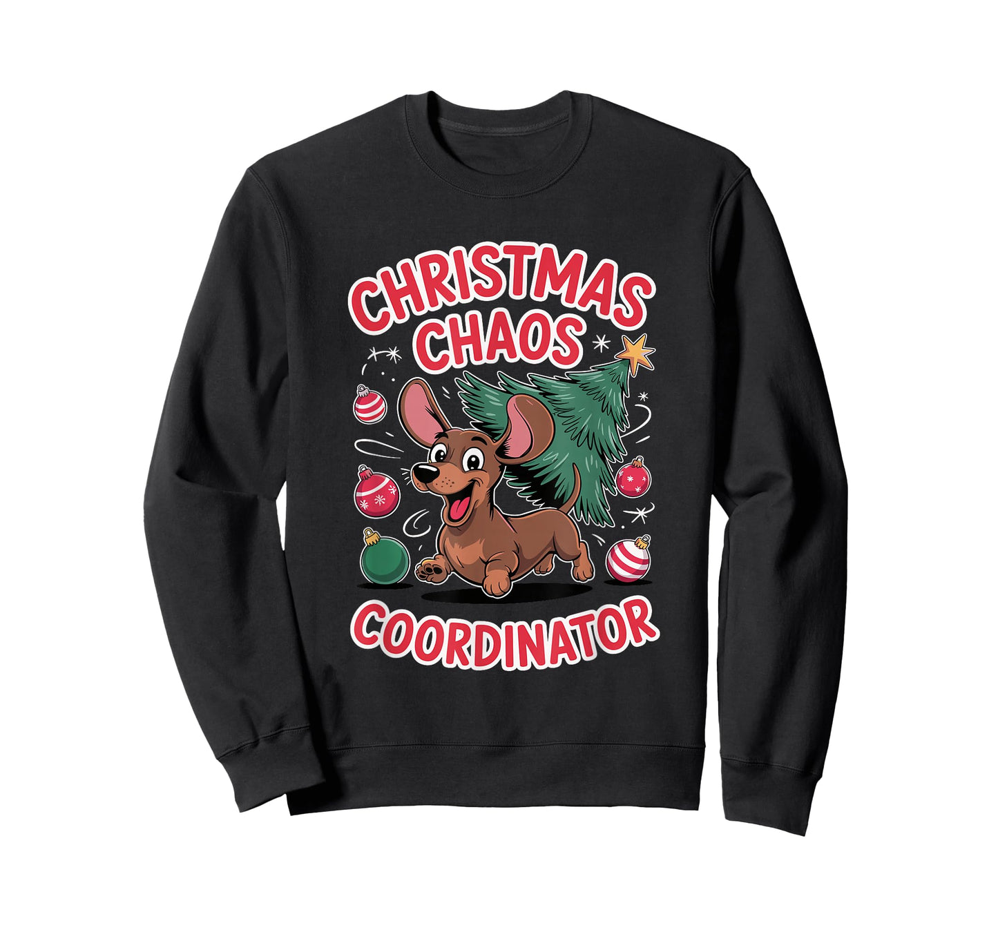 Christmas Chaos Coordinator Xmas Puppy Funny Dachshund T-Shirt