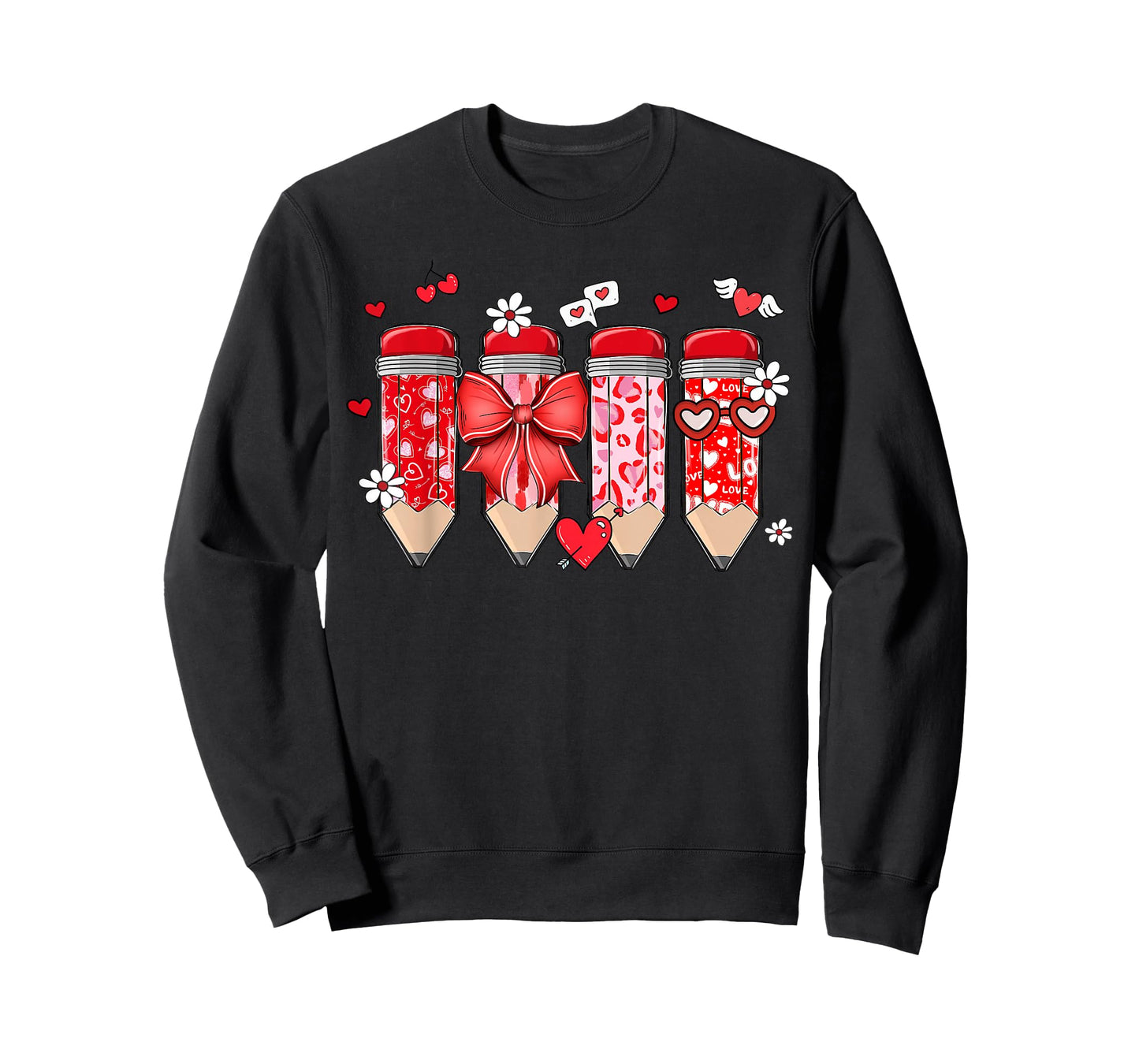 Teacher Valentine Coquette Bow Pencil Teacher Valentine Day T-Shirt